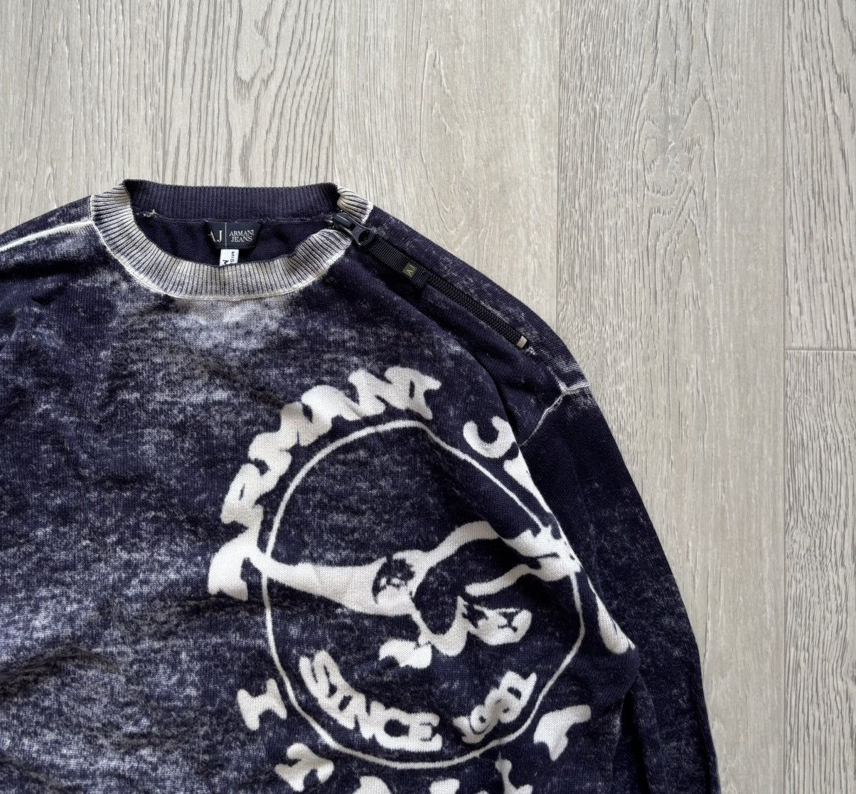 Armani × Vintage Vintage Armani Jeans Sweater Knit Avant Garde Size US L / EU 52-54 / 3 - 2 Thumbnail