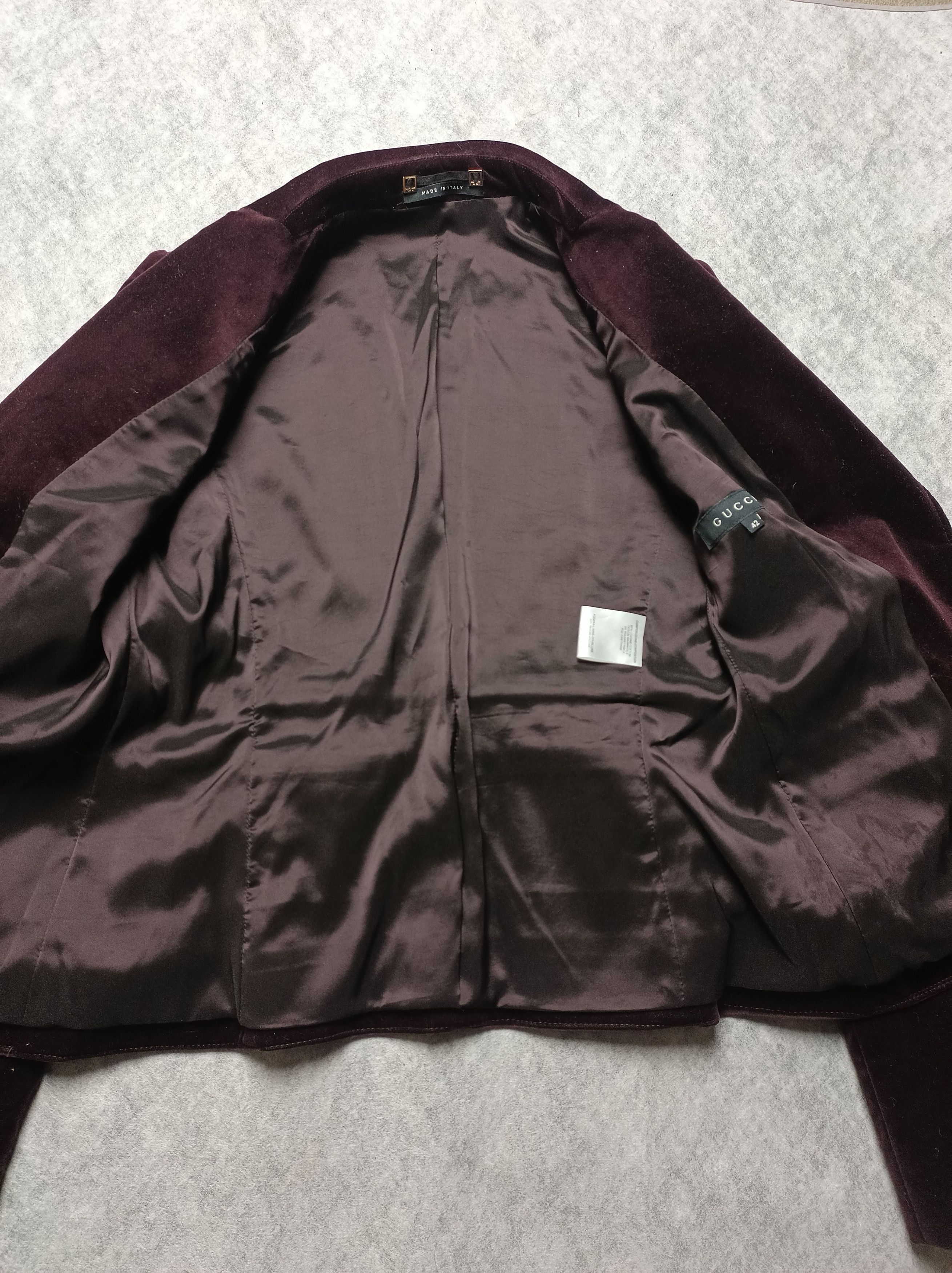 Gucci GUCCI Velvet Elegant Blazer Jacket Burgundy IT 42 Size M / US 6-8 / IT 42-44 - 8 Thumbnail