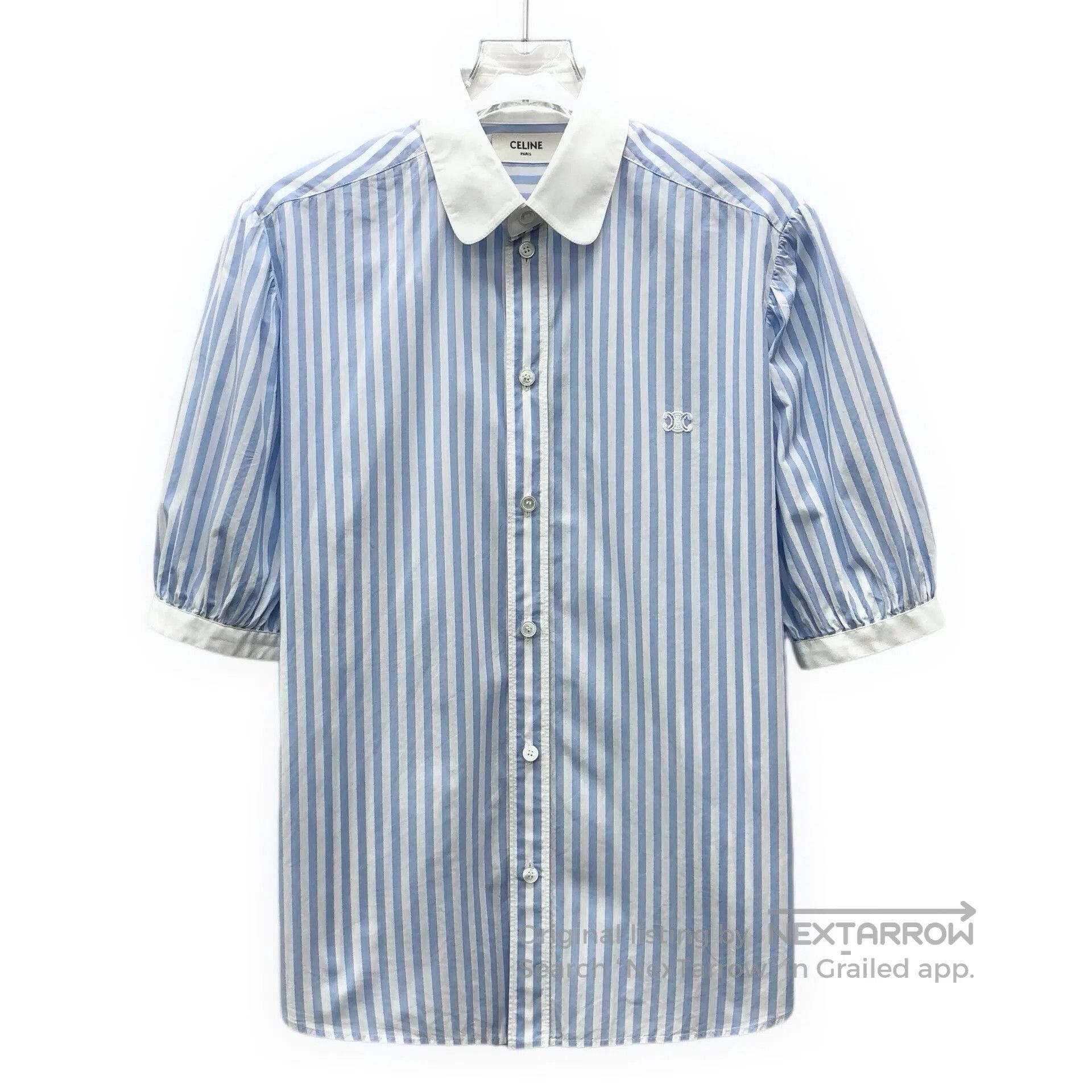 Celine Celine Blue striped Triumph embroidery cotton collar singl Size XS / US 0-2 / IT 36-38 - 1 Thumbnail