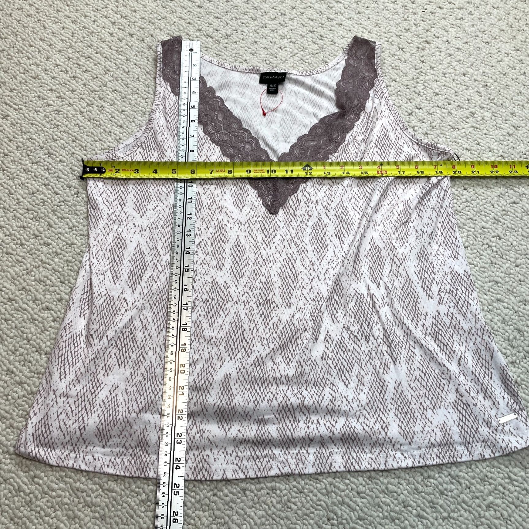 Vintage Tahari Tank Top Womens XL Pink Quartz Lace Lined VNeck Sleeveless New NWT Size XL / US 12-14 / IT 48-50 - 4 Thumbnail