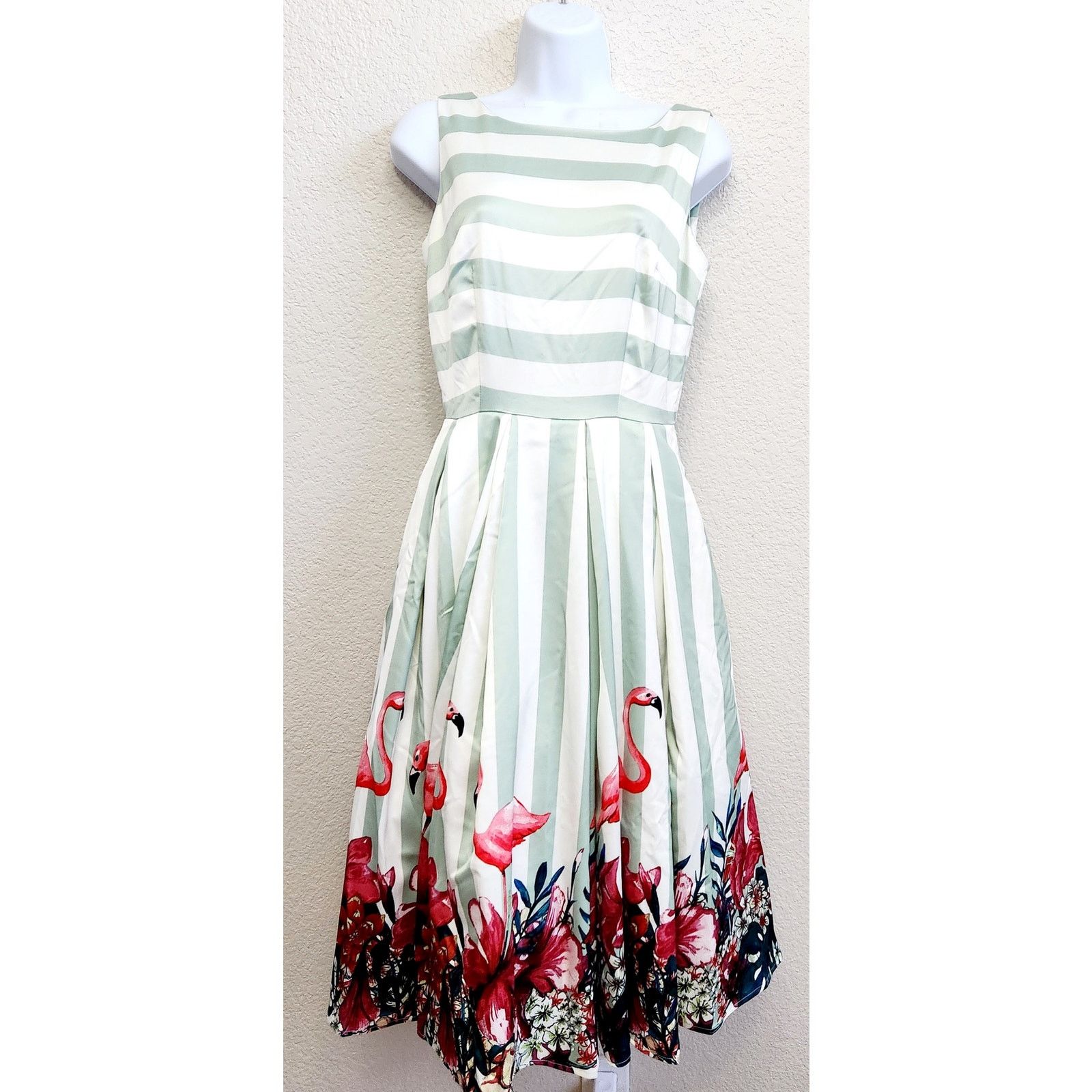 Other Collectif Green Vanessa Stripe Flamingo Swing Dress XS NWT Size XS / US 0-2 / IT 36-38 - 1 Thumbnail