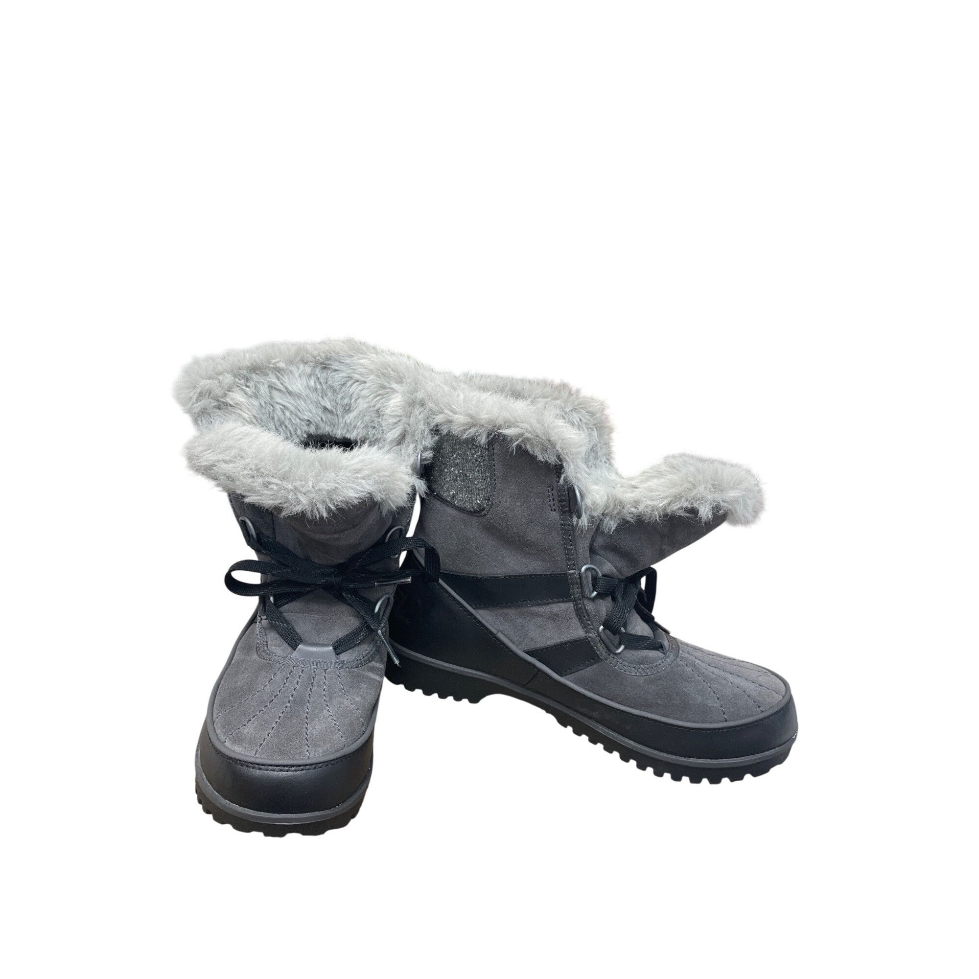 SOREL Sorel Womens Gray Black Suede Fur Lined Ankle Winter Boots S Size US 8.5 / IT 38.5 - 1 Thumbnail
