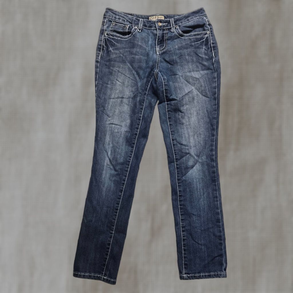 Vintage Earl Jean Jeans Denim Straight Leg Low Rise Petite 2P Womens Blue Denim Jeans 5-Pocket Design Vintage No Size 26" / US 2 / IT 38 - 1 Thumbnail