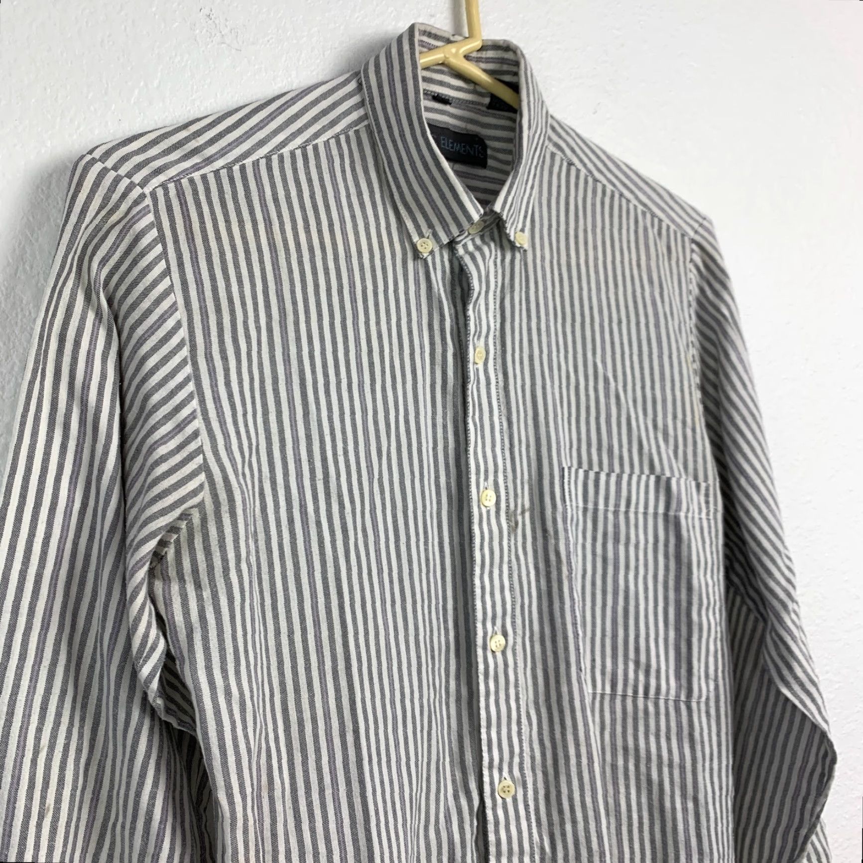 Vintage VINTAGE Basic Elements Shirt Mens Small Gray White Stripe Button-Down Long Sleeve 90s Size US S / EU 44-46 / 1 - 2 Thumbnail