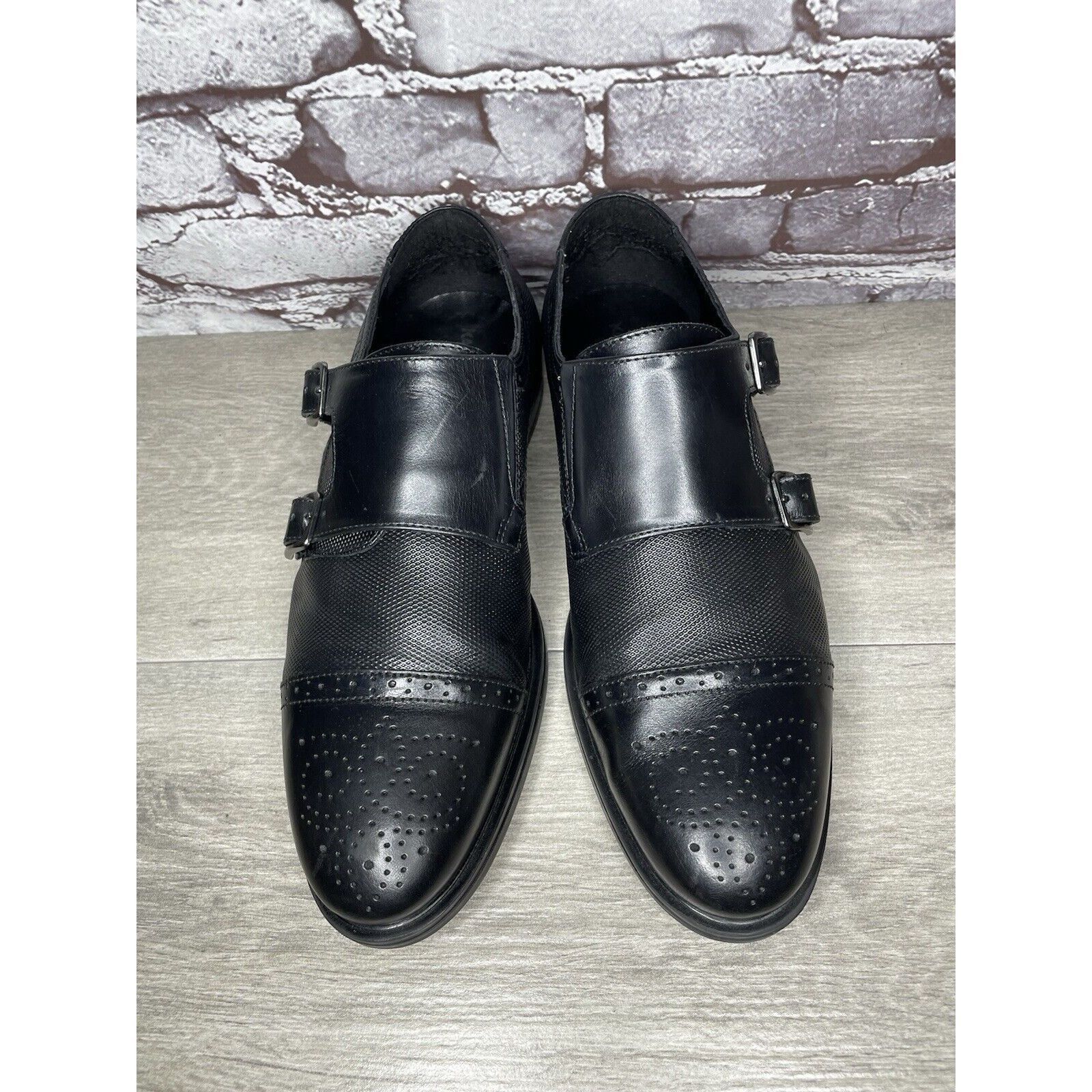 Karl Lagerfeld KARL LAGERFELD Black Leather Double Monk Strap Loafers Shoes Size US 11.5 / EU 44-45 - 20 Thumbnail