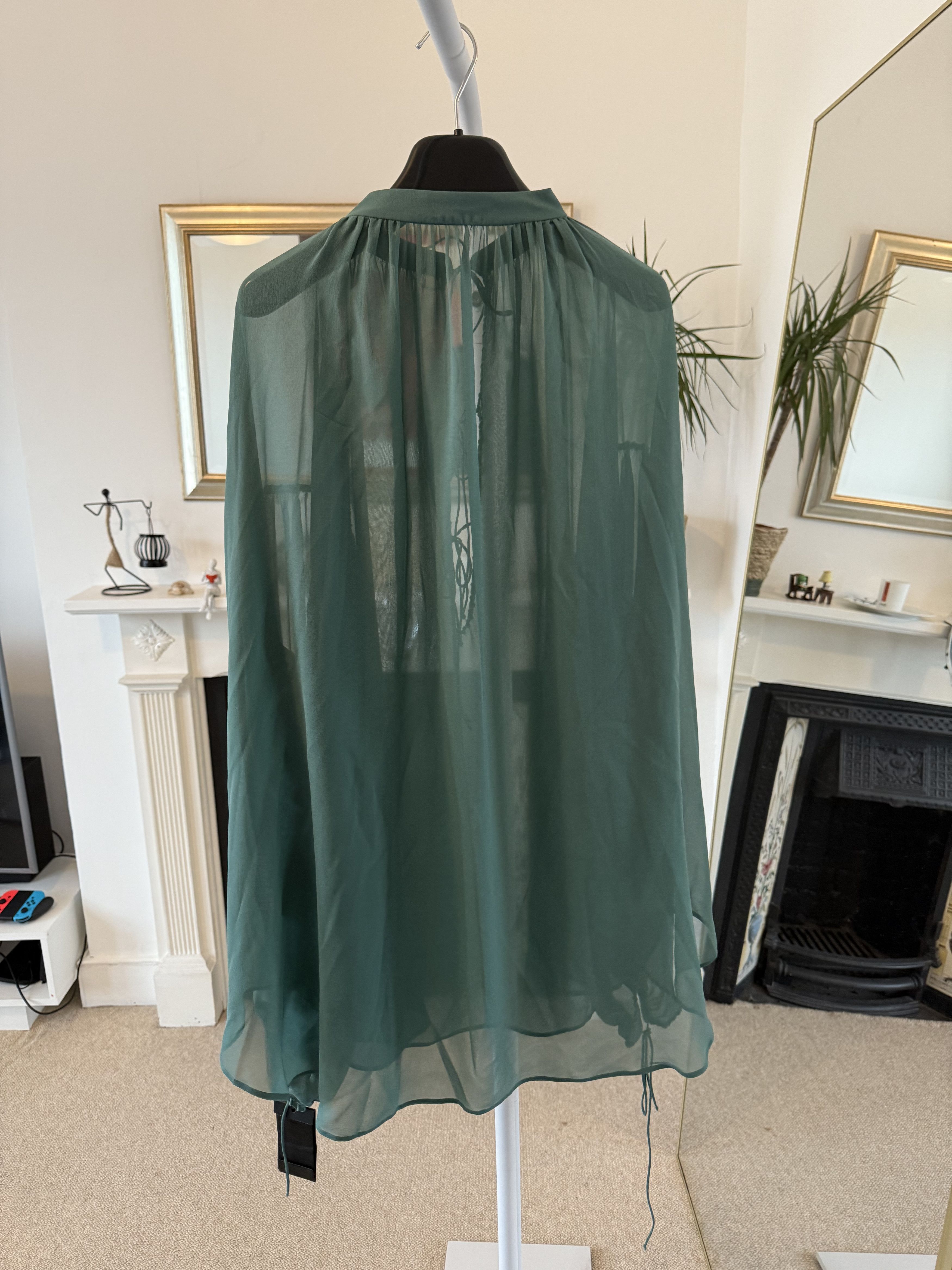 Saint Laurent Paris SS22 Saint Laurent Blouse in Silk Georgette Teal Size US L / EU 52-54 / 3 - 6 Thumbnail