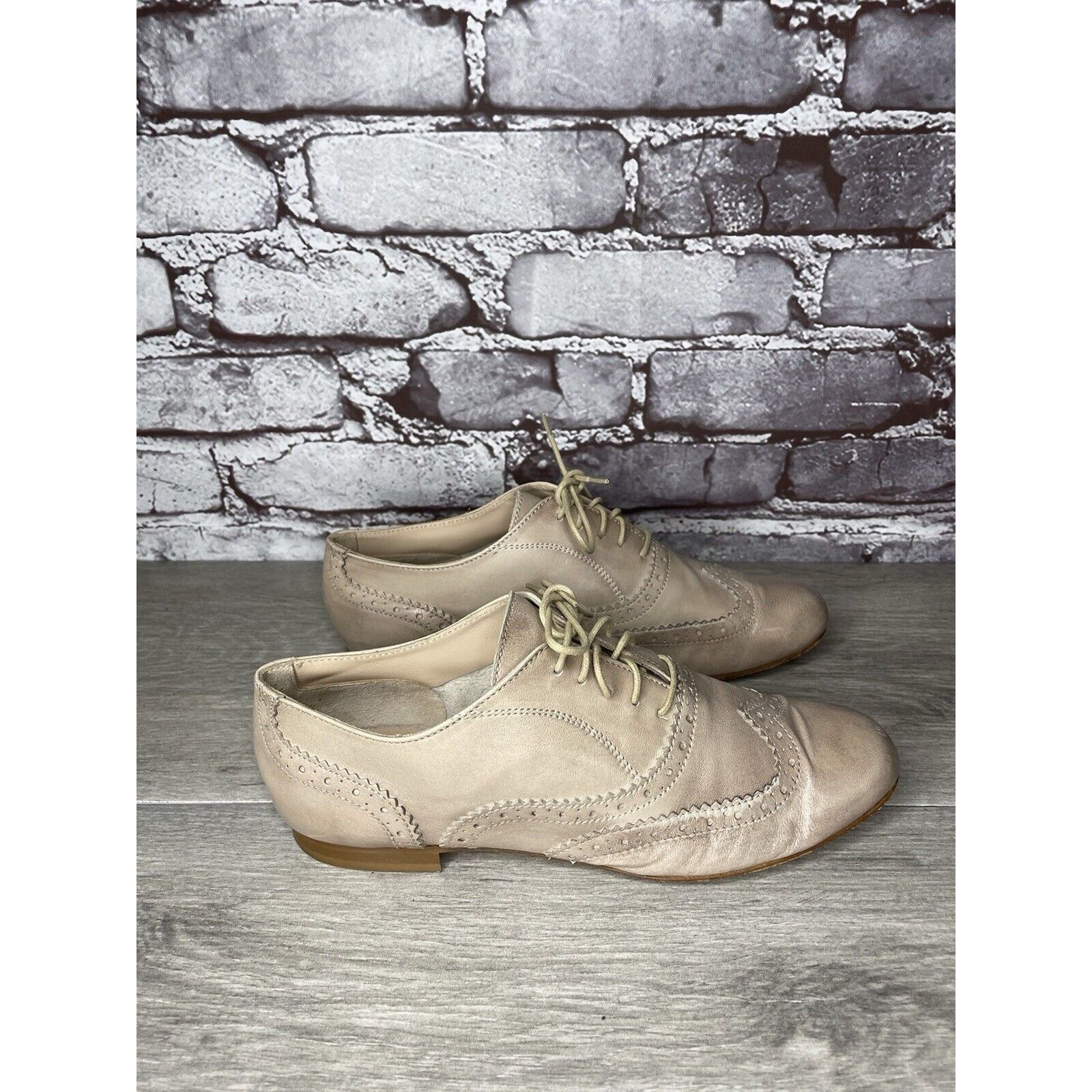 Other Garnet Hill Taupe Nude Felisa Soft Oxfords Wing Tip Shoes Wo Size US 7 / IT 37 - 18 Thumbnail
