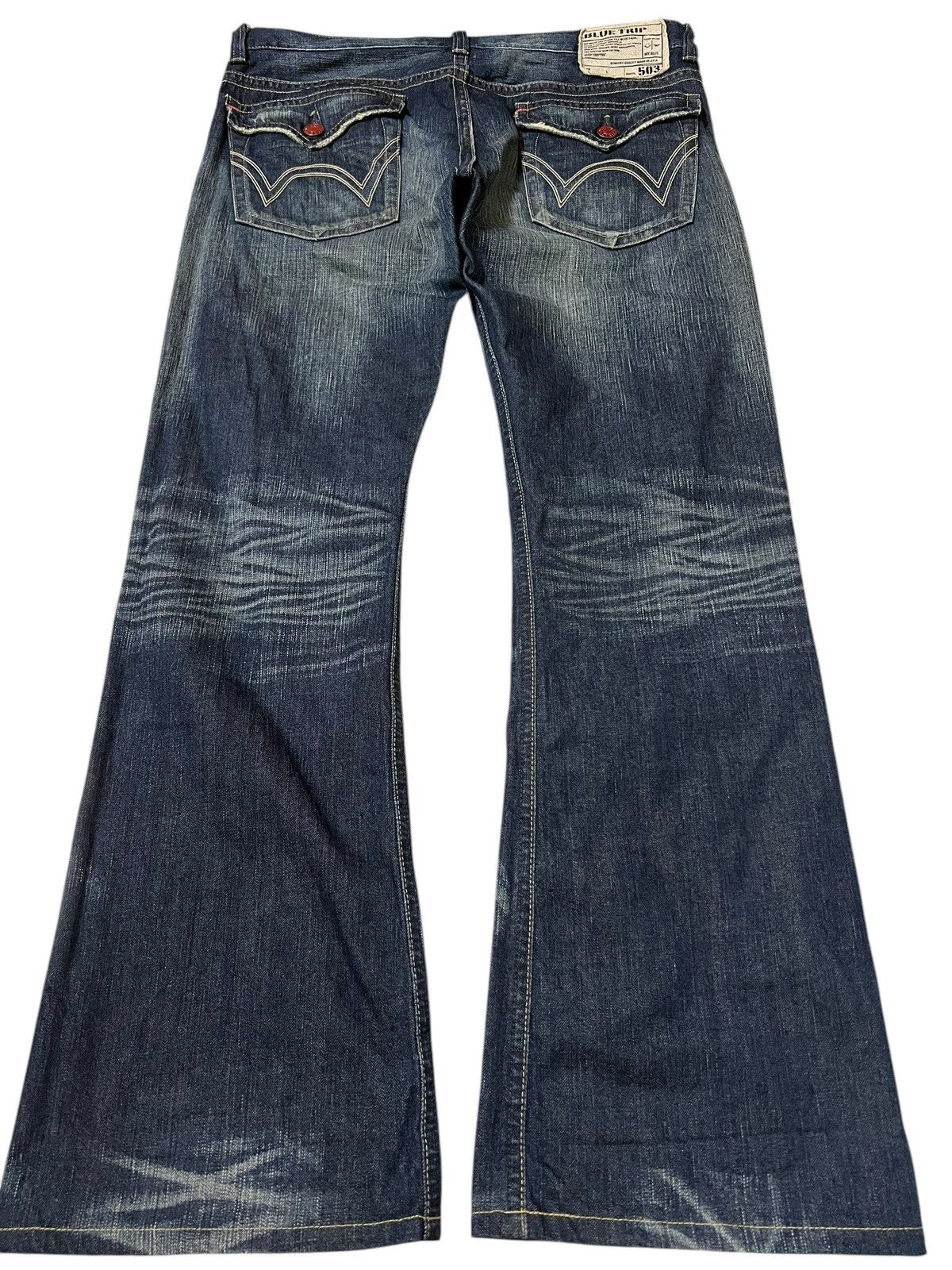 Edwin 💥Flare💥Vintage Edwin 503 Blue Trip Distress Jean Size US 36 / EU 52 - 2 Thumbnail