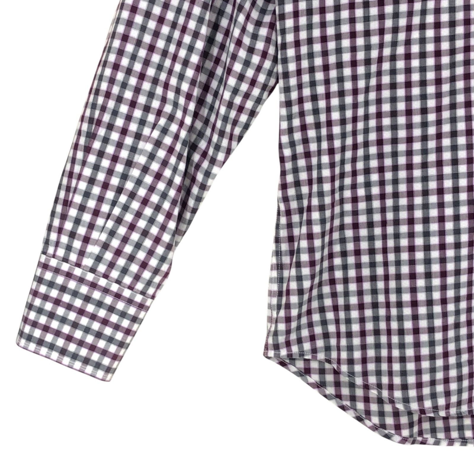 Canali Canali Size L Shirt Casual Button Down Check Purple Gray Size US L / EU 52-54 / 3 - 4 Thumbnail