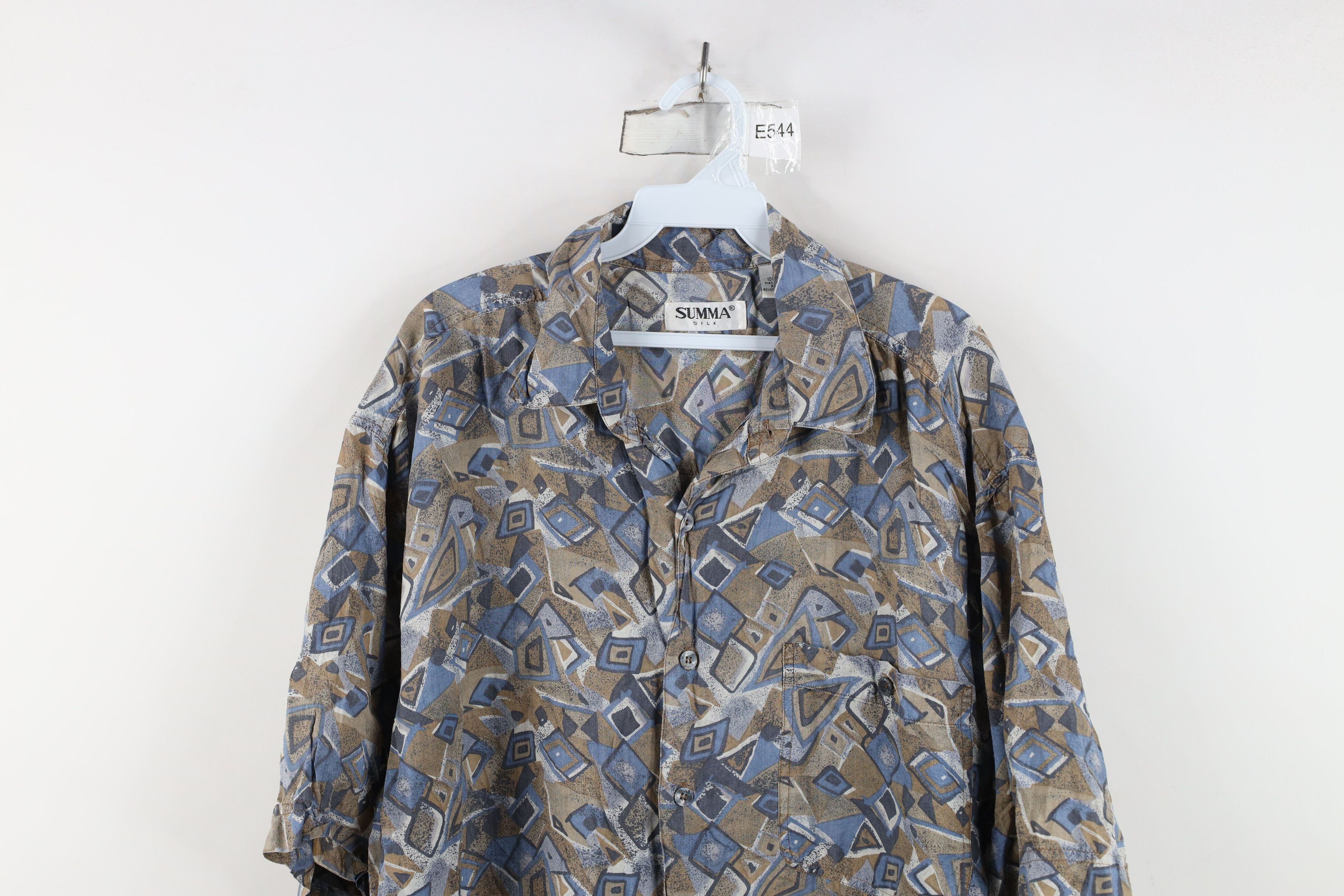 Vintage Vintage 90s Streetwear Silk Geometric Baggy Button Shirt Size US L / EU 52-54 / 3 - 2 Thumbnail