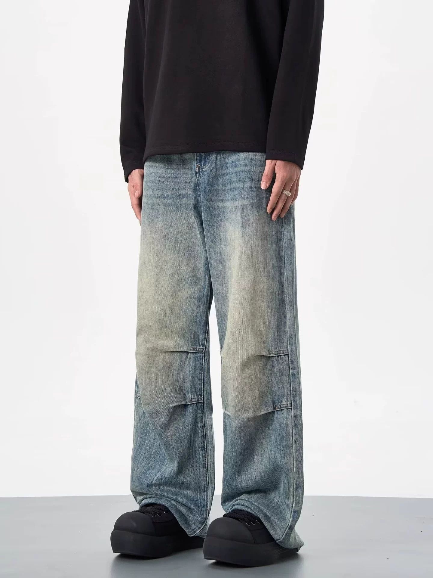 Japanese Brand × Jean Washed distressed loose straight bootcut vintage jeans Size US 32 / EU 48 - 3 Thumbnail