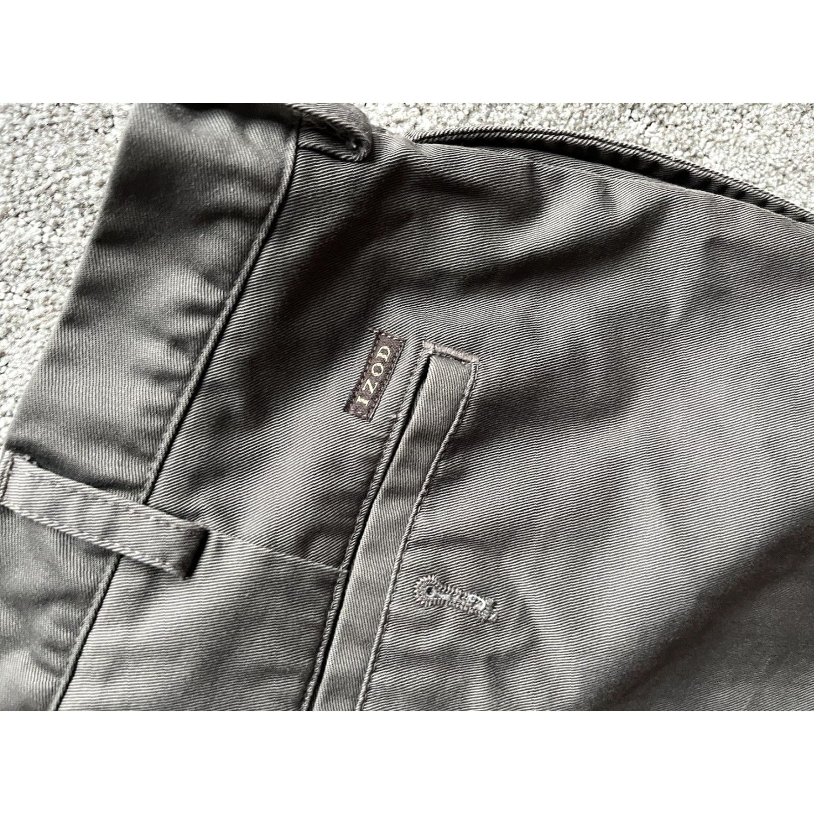 Izod IZOD Men’s Flat Front Chino Pants 34x30 Brown Solid Khakis Pants Regular Men Size US 34 / EU 50 - 5 Thumbnail