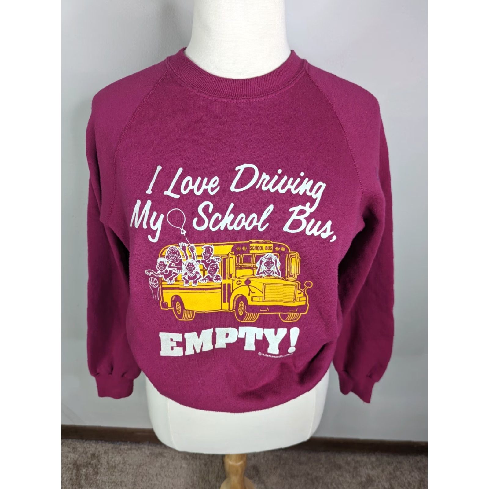 Lee VINTAGE Lee School Bus Driver Crewneck Raglan Sweatshirt Women L Pink Crew Neck Pullover All Seasons Graphic Print 90s USA Made Size L / US 10 / IT 46 - 2 Thumbnail