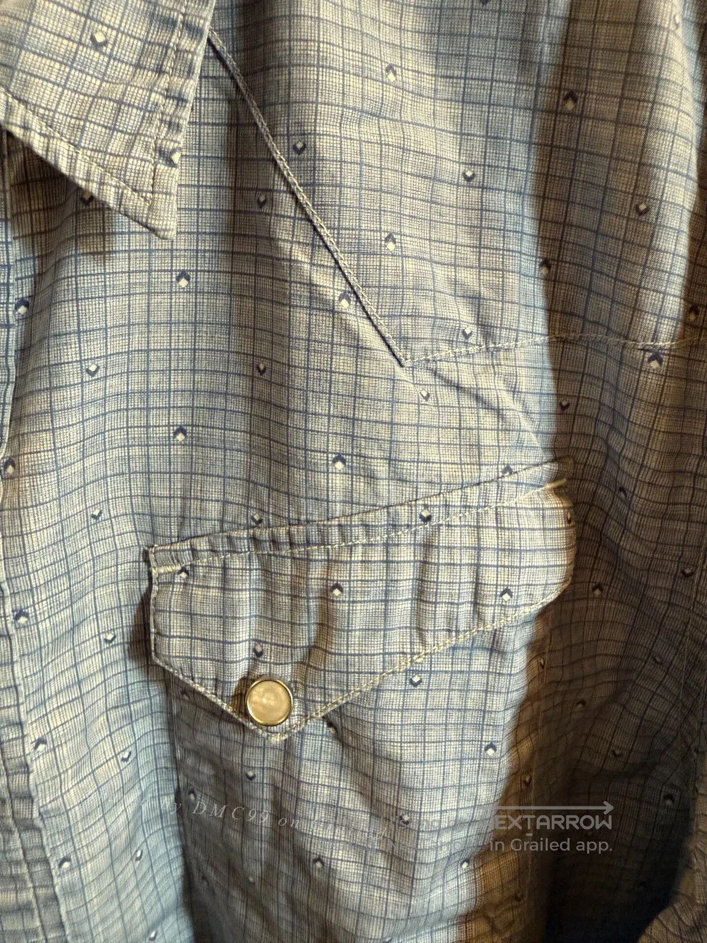 RRL Ralph Lauren RRL Western Shirt, Blue Plaid. Size US L / EU 52-54 / 3 - 3 Thumbnail