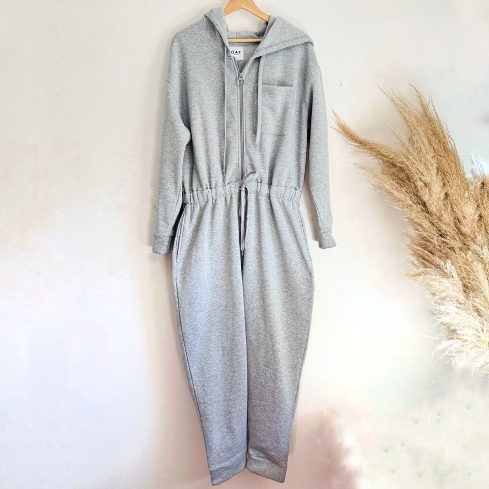 Nordstrom NEW Heather Grey Hood Sweatshirt Lounge Pants $149 Jumpsuit Size 34" / US 12 / IT 48 - 2 Thumbnail