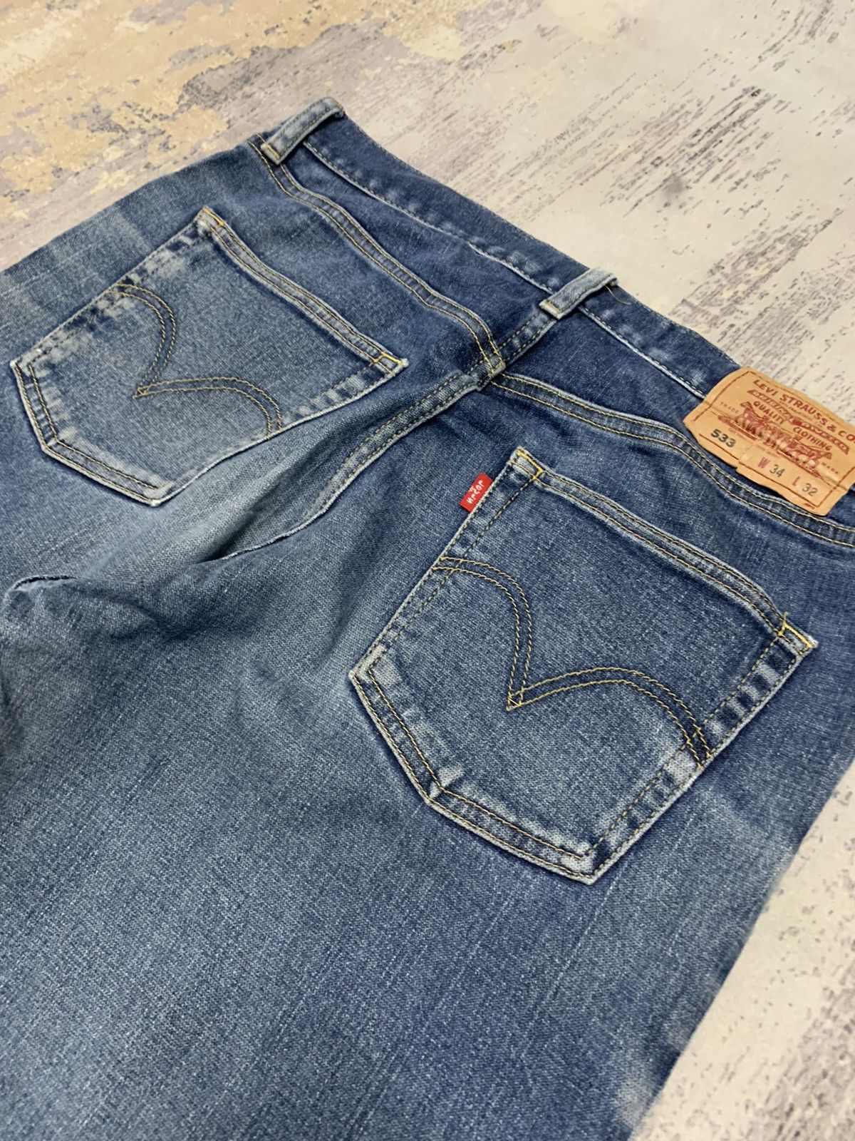 Levi's Levi's 533 Loose Straight Fit Denim Jeans Indigo Stone Wash Size US 35 - 16 Thumbnail