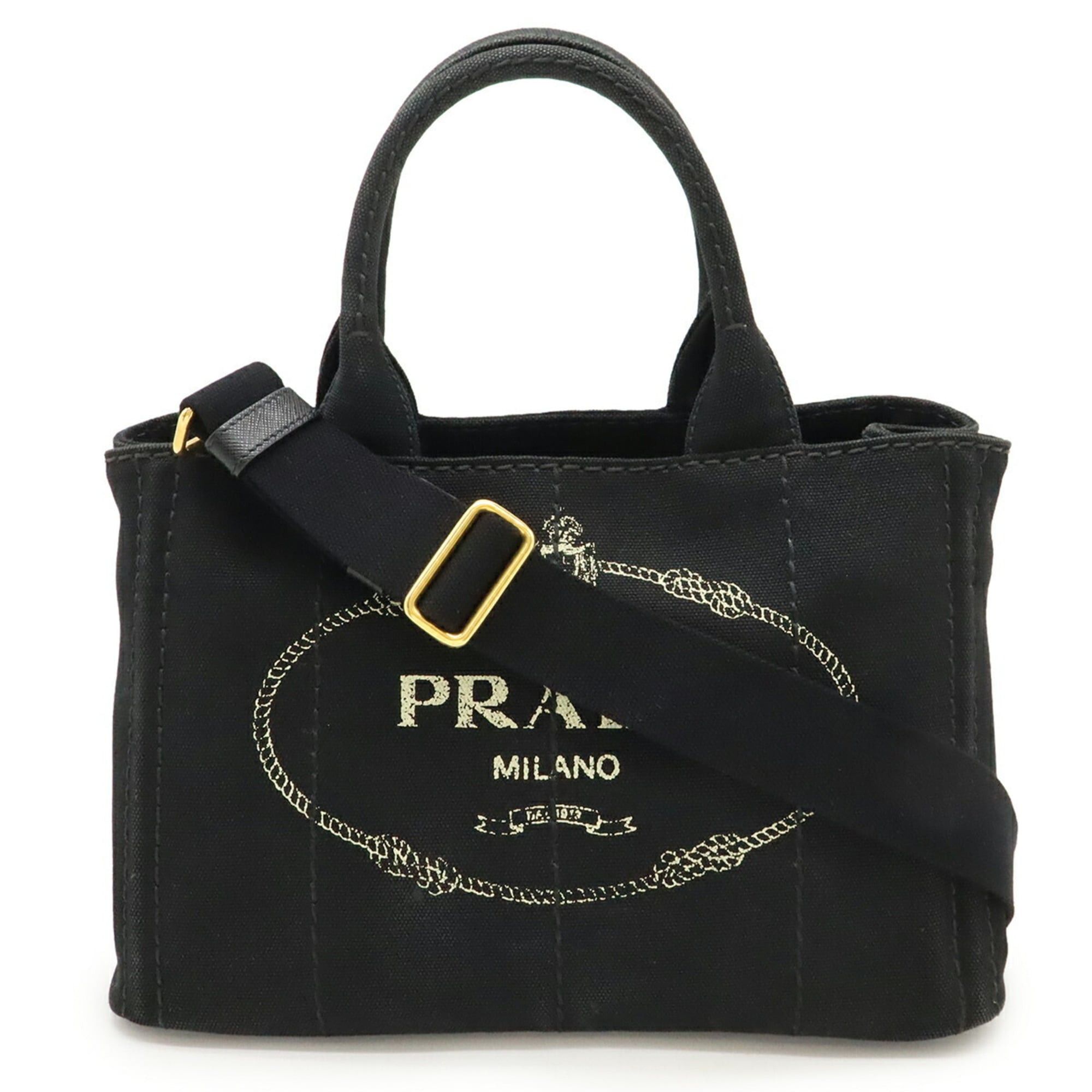 PRADA CANAPA Tote/Shoulder Bag Canvas Nero Black 1BG439
