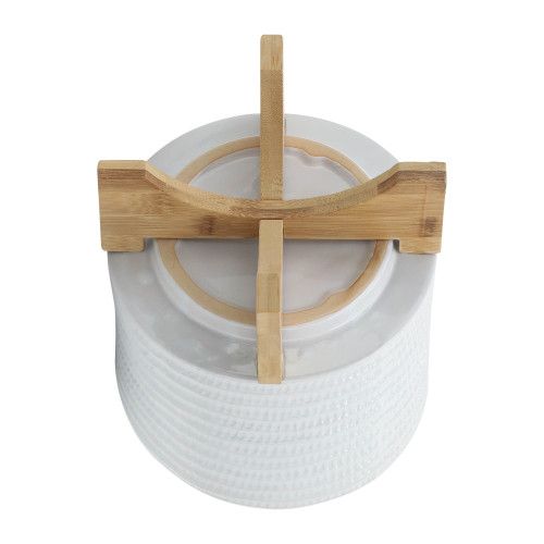 8 TEXTURED PLANTER W/ STAND, WHITE