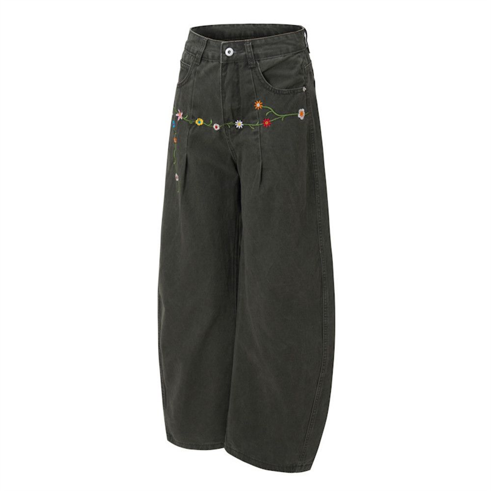 Vintage Men's floral embroidered retro washed distressed trousers Size US 32 / EU 48 - 5 Thumbnail