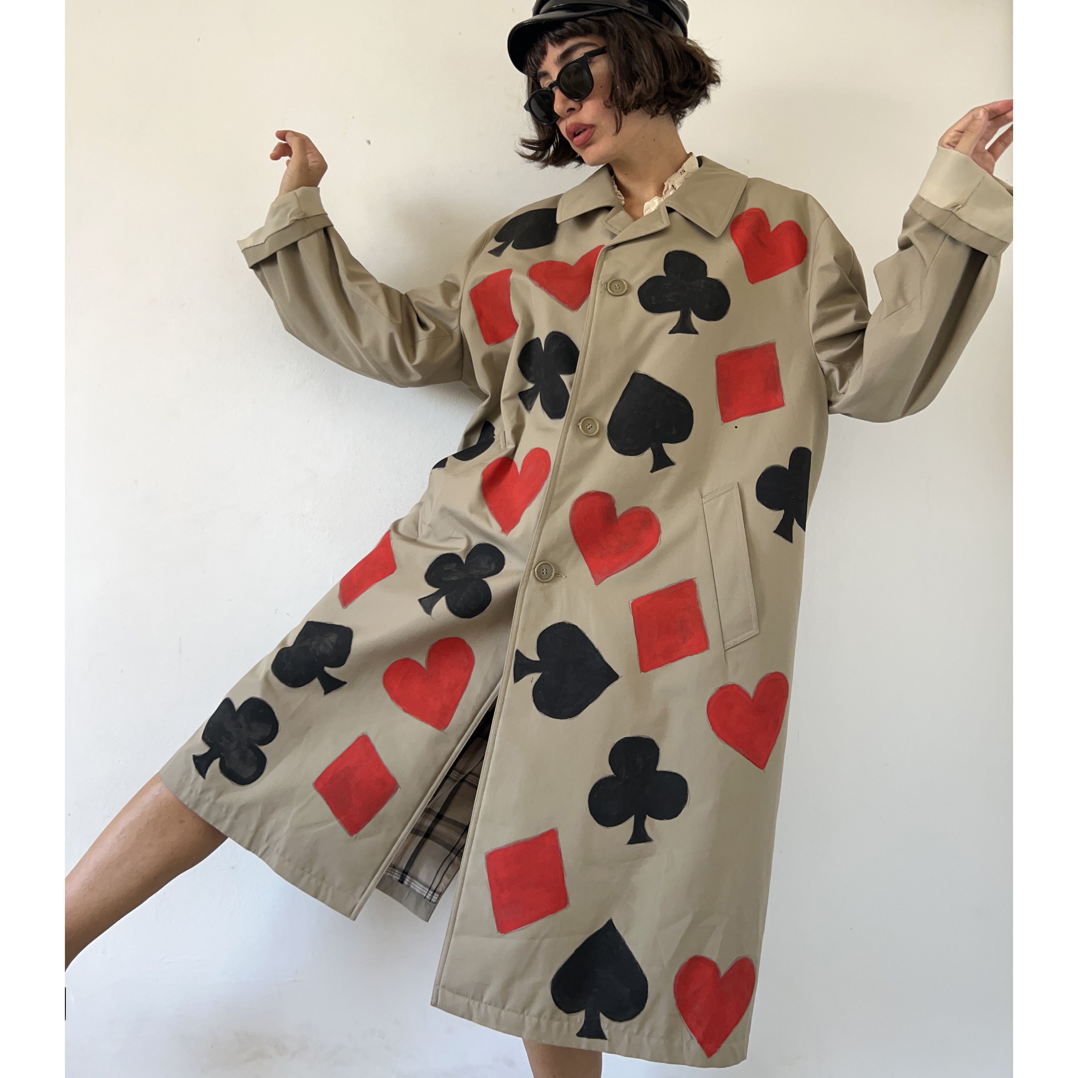 Custommade Custom poker joker print unisex vintage trench coat Size ONE SIZE - 1 Thumbnail