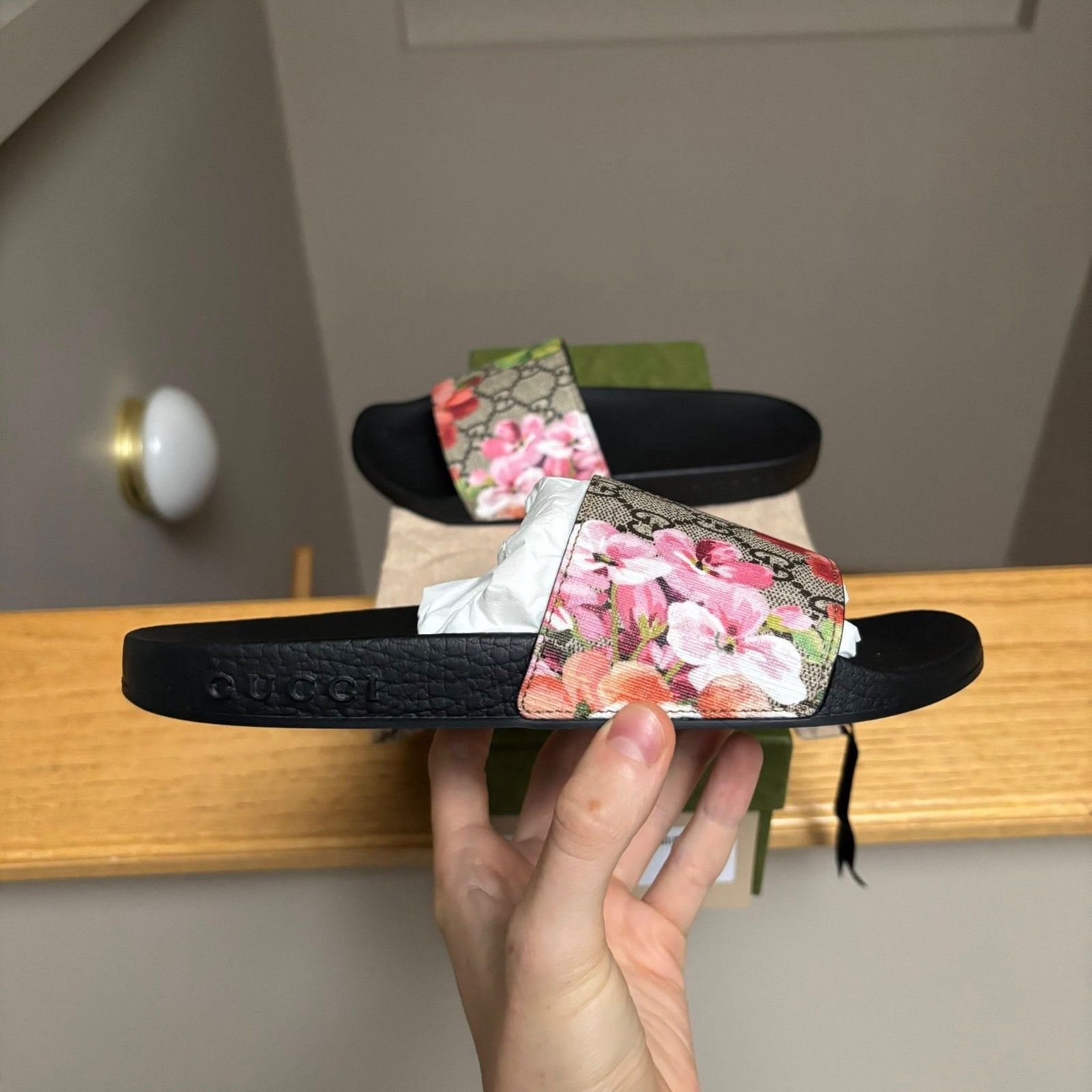 Gucci Gucci Bloom Floral Monogram Slides Sandals - MSRP $550 Size US 5 / IT 35 - 2 Thumbnail