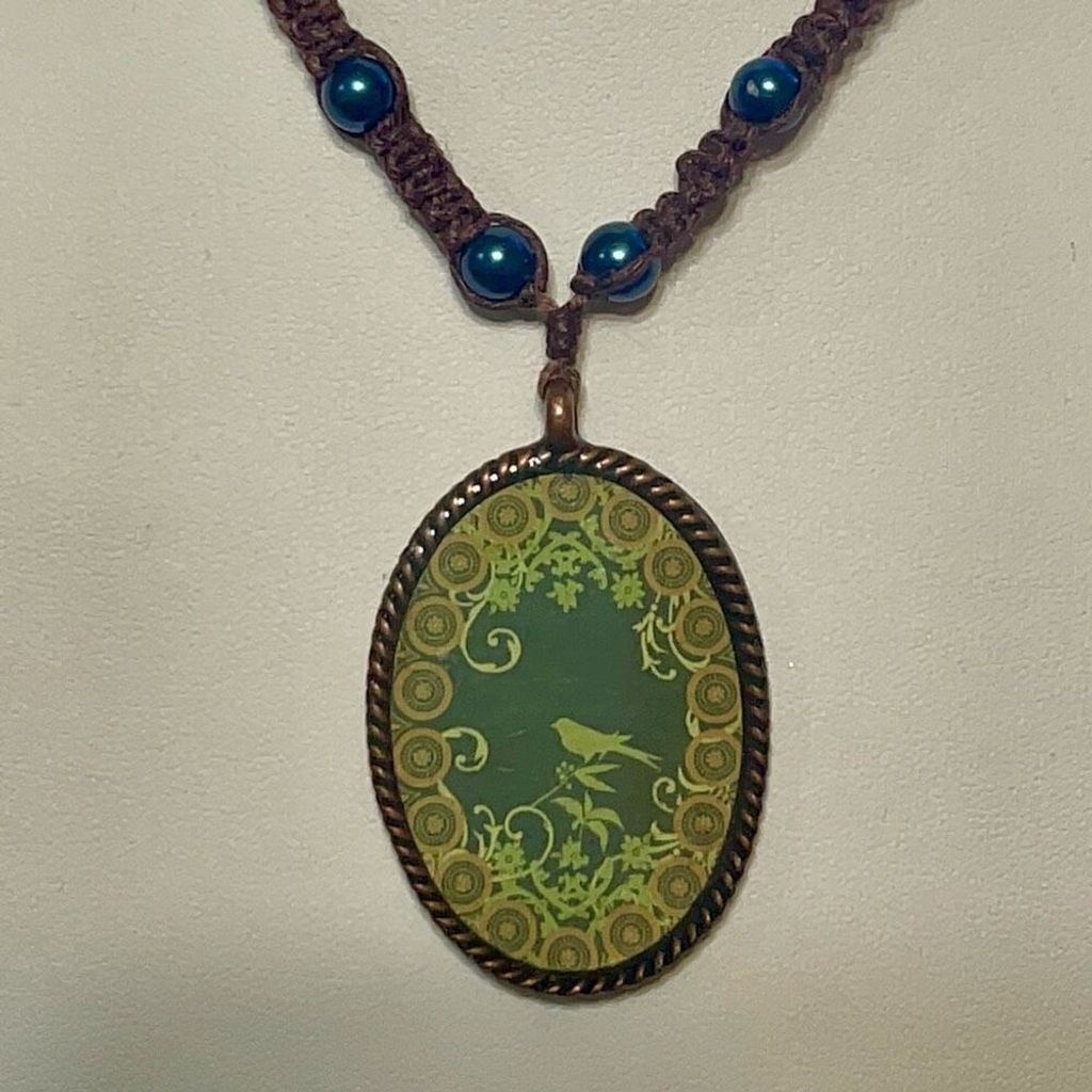 Other Vintage Orgone Stone Copper Pendant Painted Bird Necklace Size ONE SIZE - 2 Thumbnail