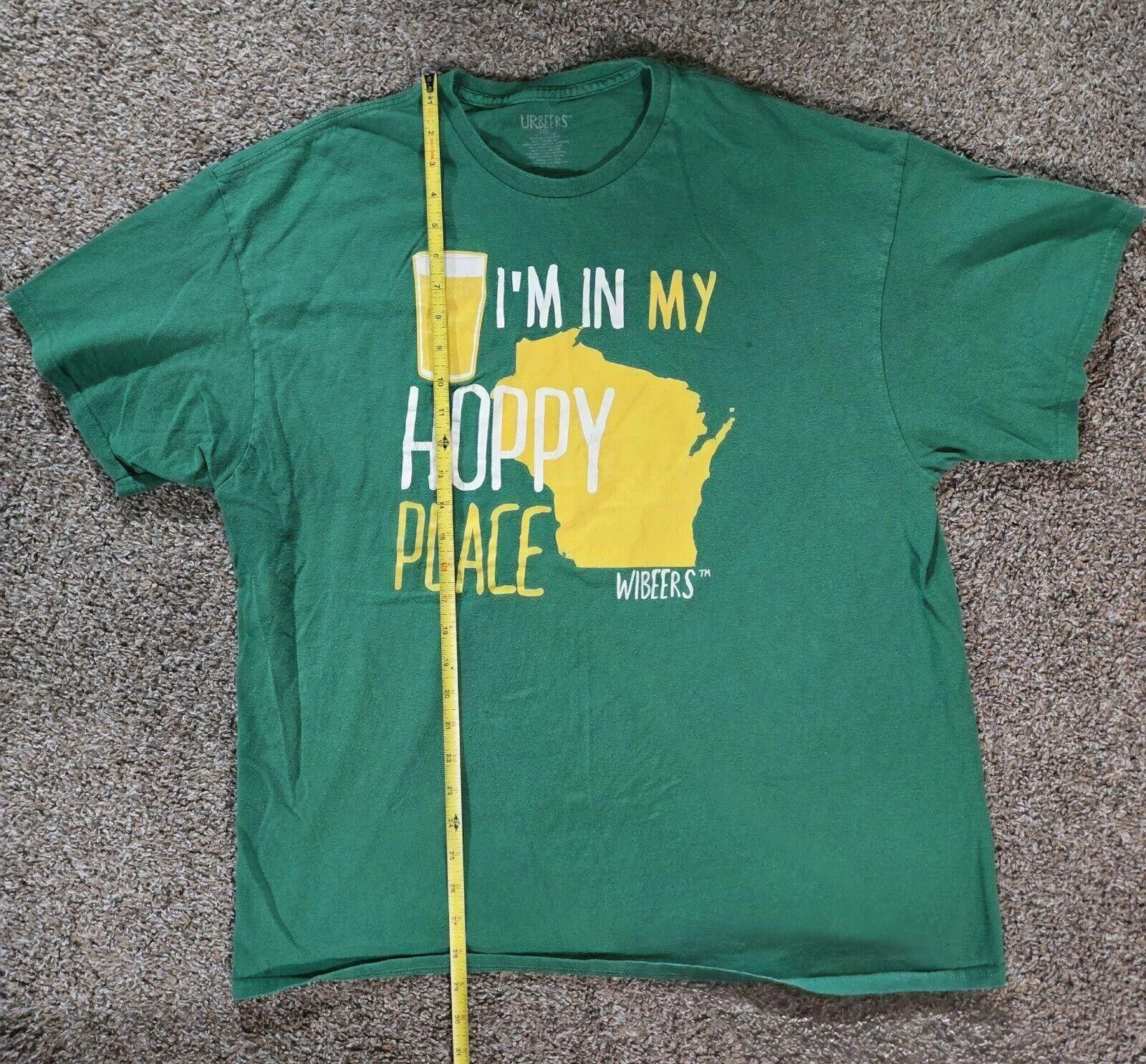 Designer UR Beers "I'm In My Hoppy Place" Green Wisconsin TShirt 2XL Size US XXL / EU 58 / 5 - 5 Thumbnail