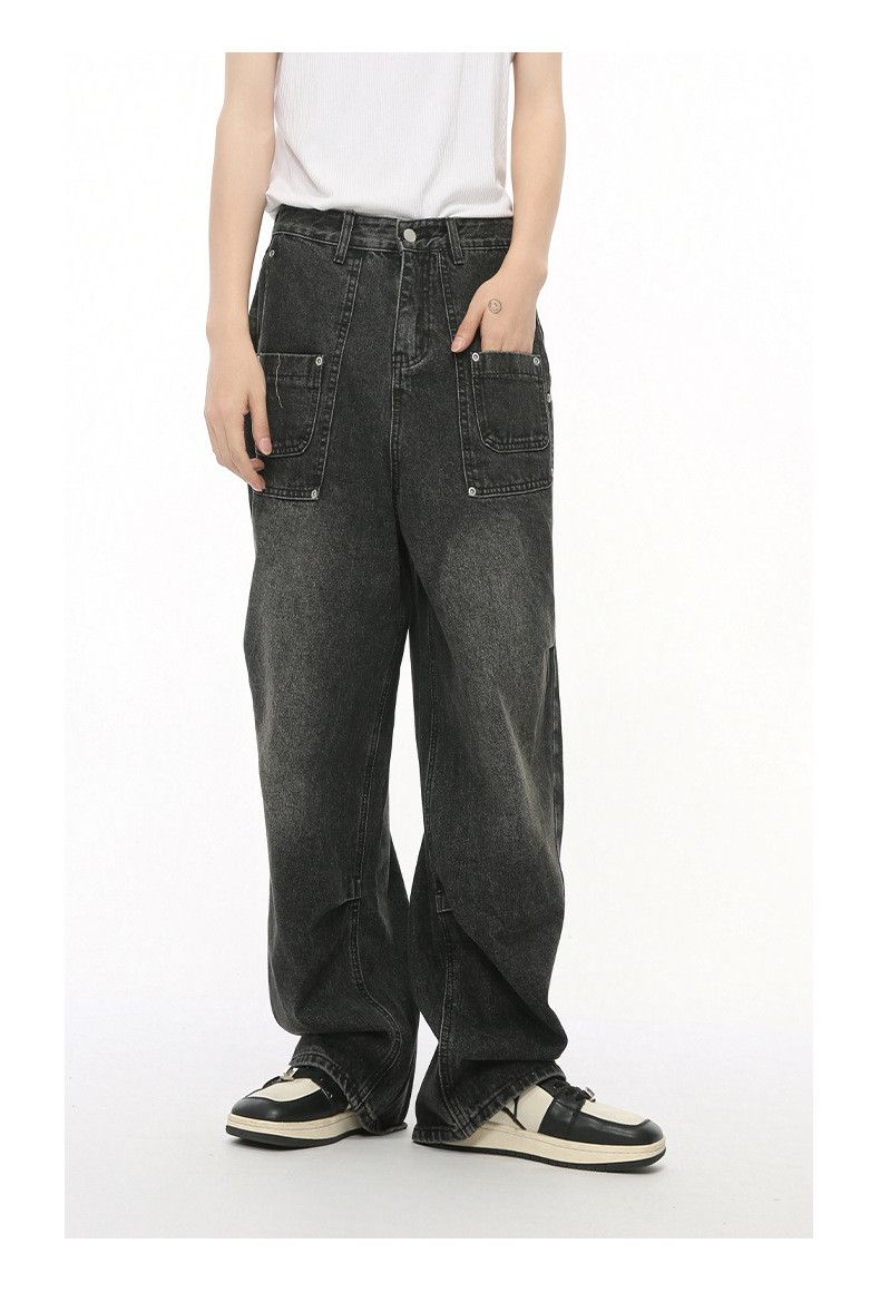 Japanese Brand × Jean Washed distressed patchwork pockets straight jeans loose Size US 32 / EU 48 - 2 Thumbnail