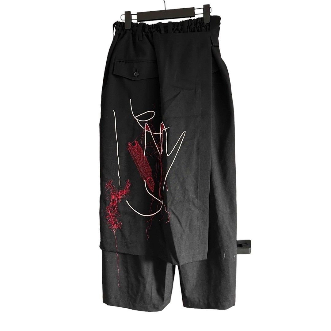image of Yohji Yamamoto Pour Homme 22Ss Rie Miyazawa Collaboration Pants Hg-P21-108 in Black, Men's (Size 35