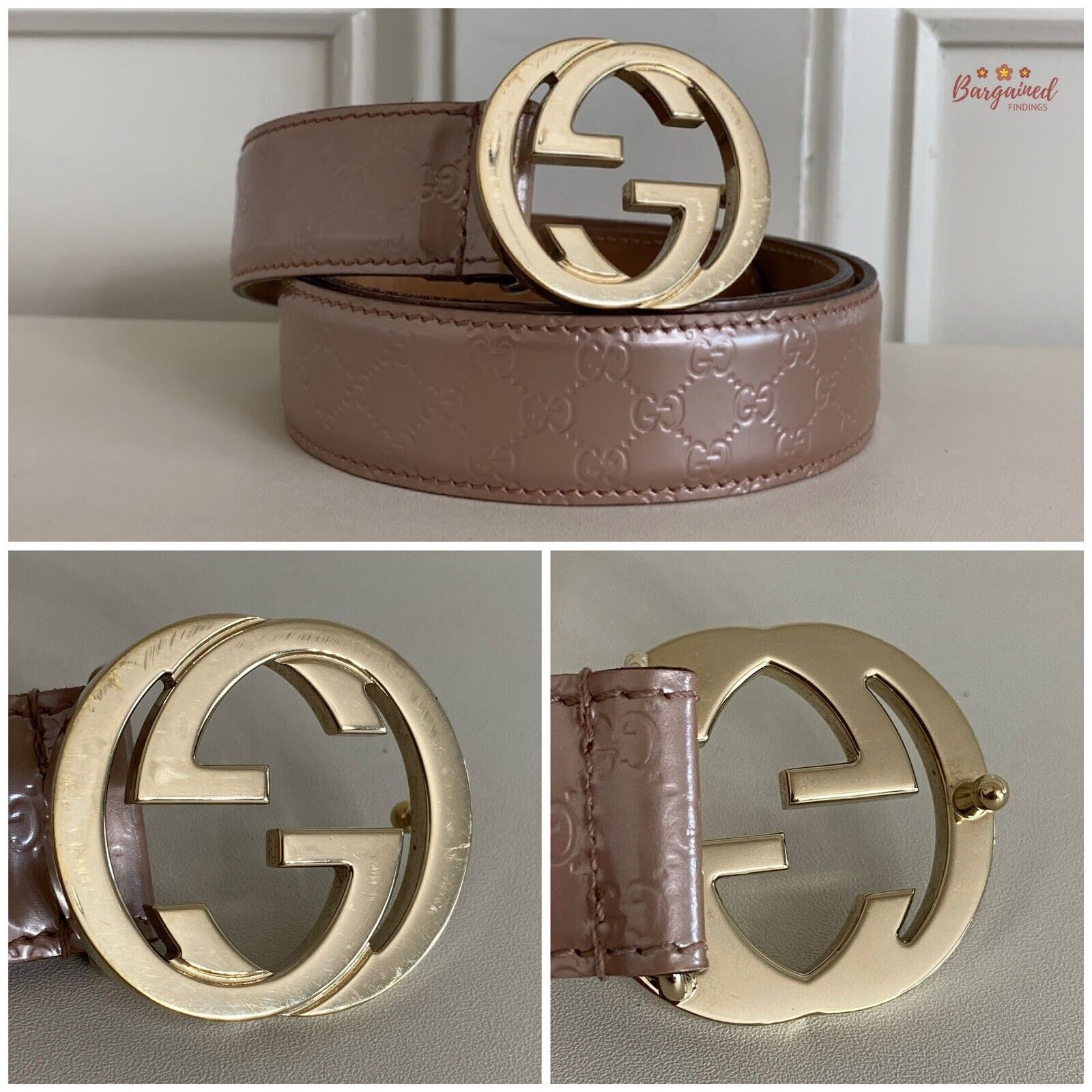 Gucci Gucci Pink Microguccissima Patent Leather Interlocking Belt Size 28 - 9 Thumbnail