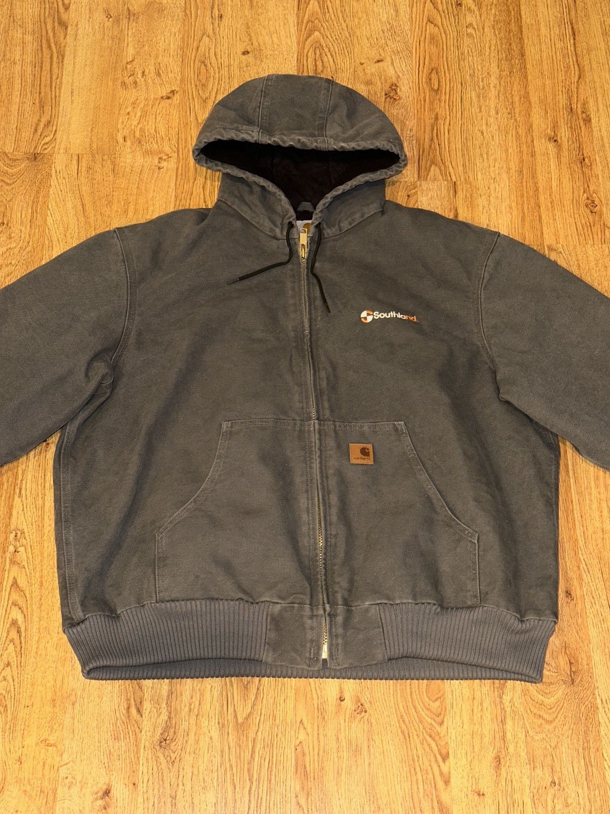 Carhartt VTG Y2K Carhartt J130 GVL Gray Hooded Jacket Canvas Workwear Size US XL / EU 56 / 4 - 10 Thumbnail