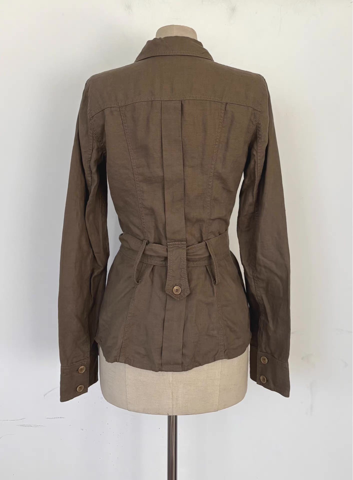 Dolce & Gabbana Dolce & Gabbana Women's Coffee Linen Shirt Jacket Ｑ21 Size M / US 6-8 / IT 42-44 - 8 Thumbnail