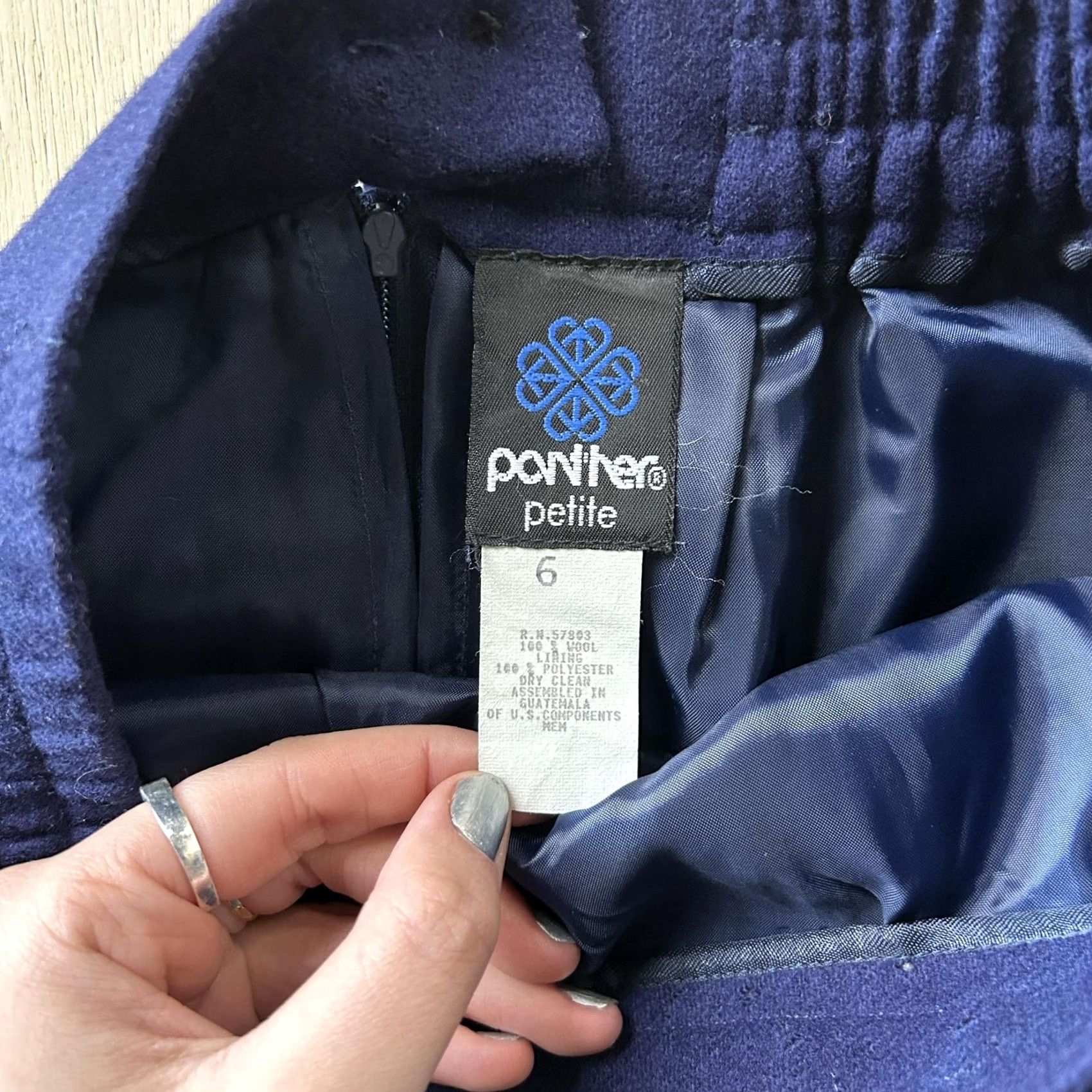 Vintage VINTAGE Panther Skirt Womens 6 Petite Blue Wool Pencil Midi Lined Office Work Size 28" / US 6 / IT 42 - 2 Thumbnail
