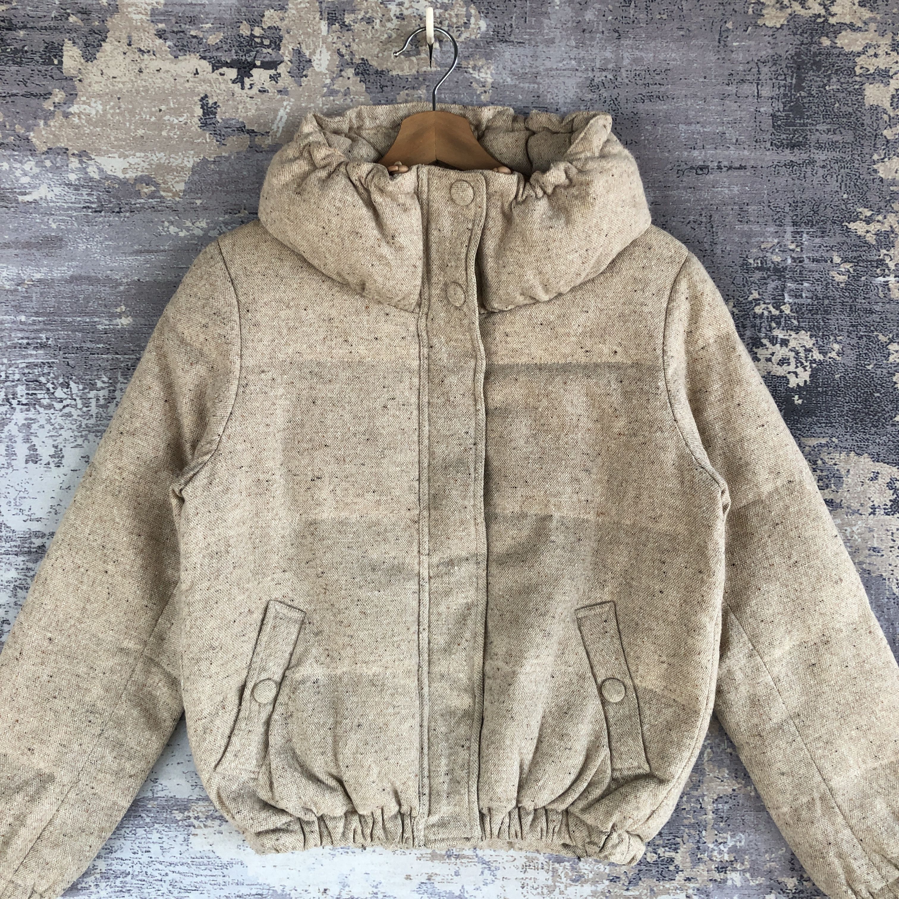 Vintage Enracine Puffer Jacket Wool varsity Bomber Jacket