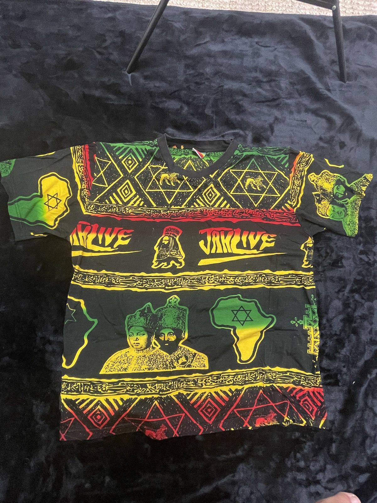 image of Rasta Shirt Size L in Black, Men's