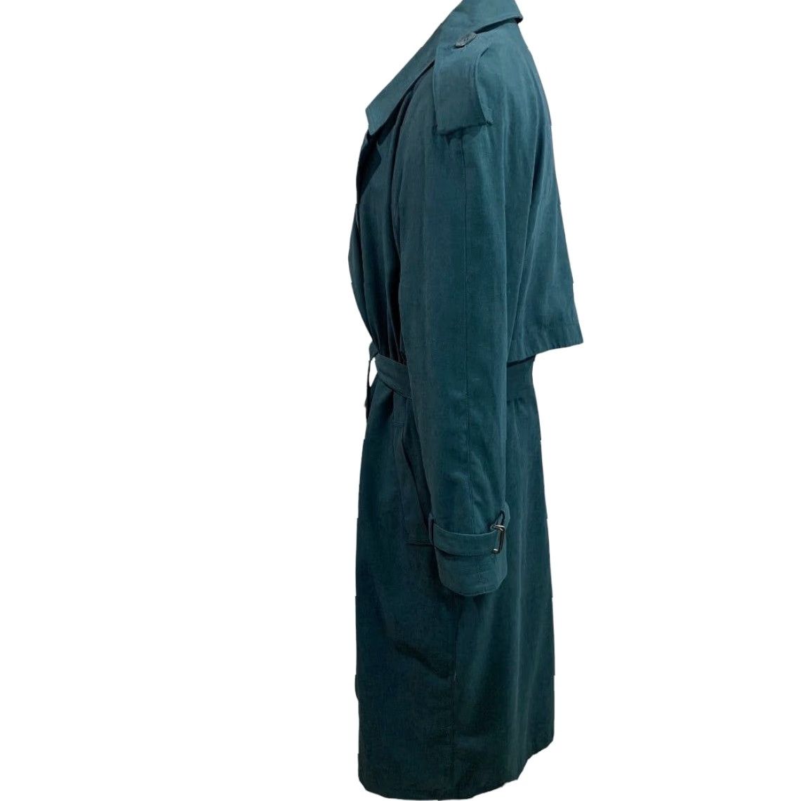 Vintage Forecaster of Boston Women's Trench Coat Belted Emerald Green 1990s Overcoat Zip Out Lining Size 9/10 Vintage Belted Trench Womens Coat” Size M / US 6-8 / IT 42-44 - 4 Thumbnail