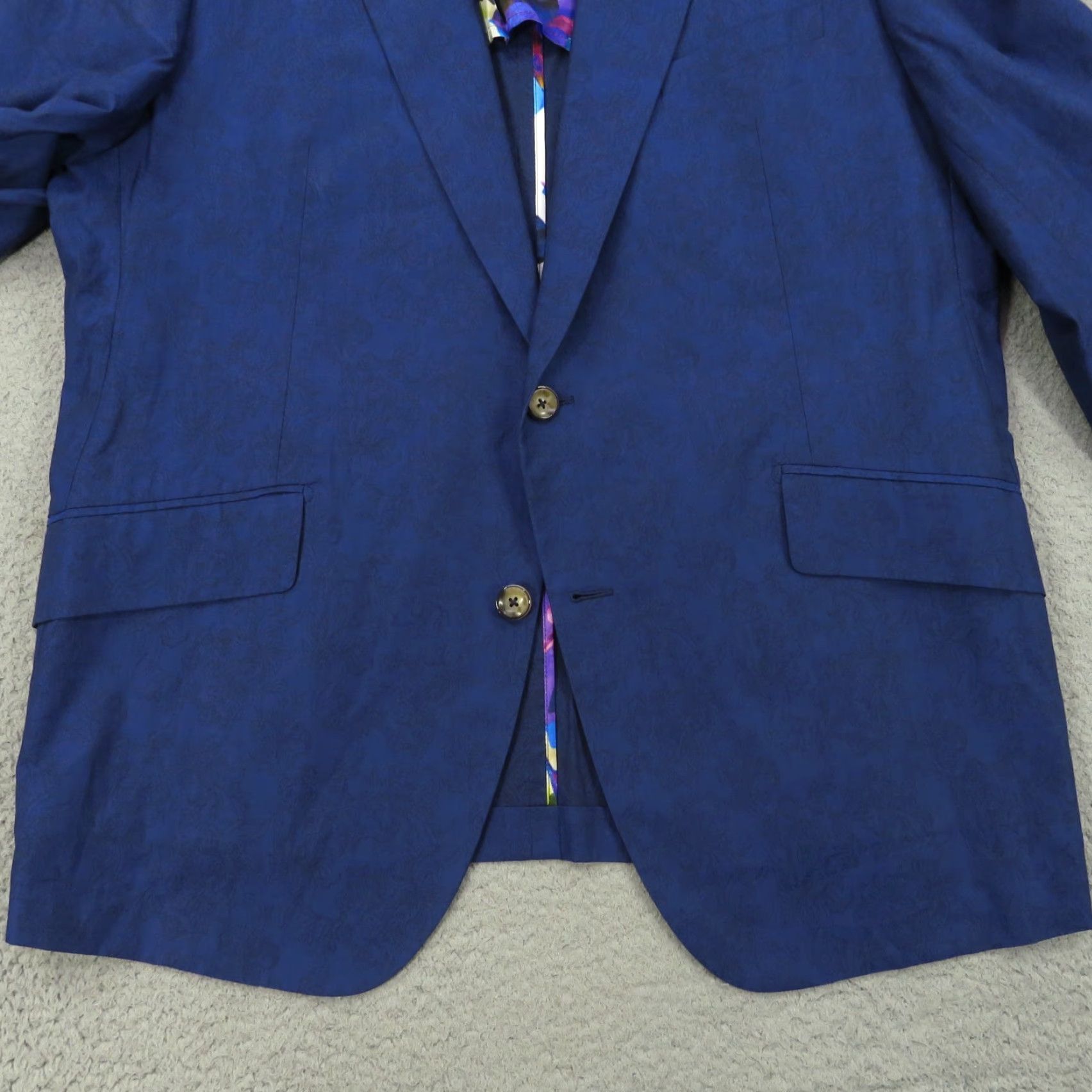 Robert Graham Robert Graham Blazer Jacket 46R Unstructured Floral Baroque Jacquard Sport Coat Jacket Mens Slim Blue 46 Regular Notch Lapel Size 46R - 3 Thumbnail