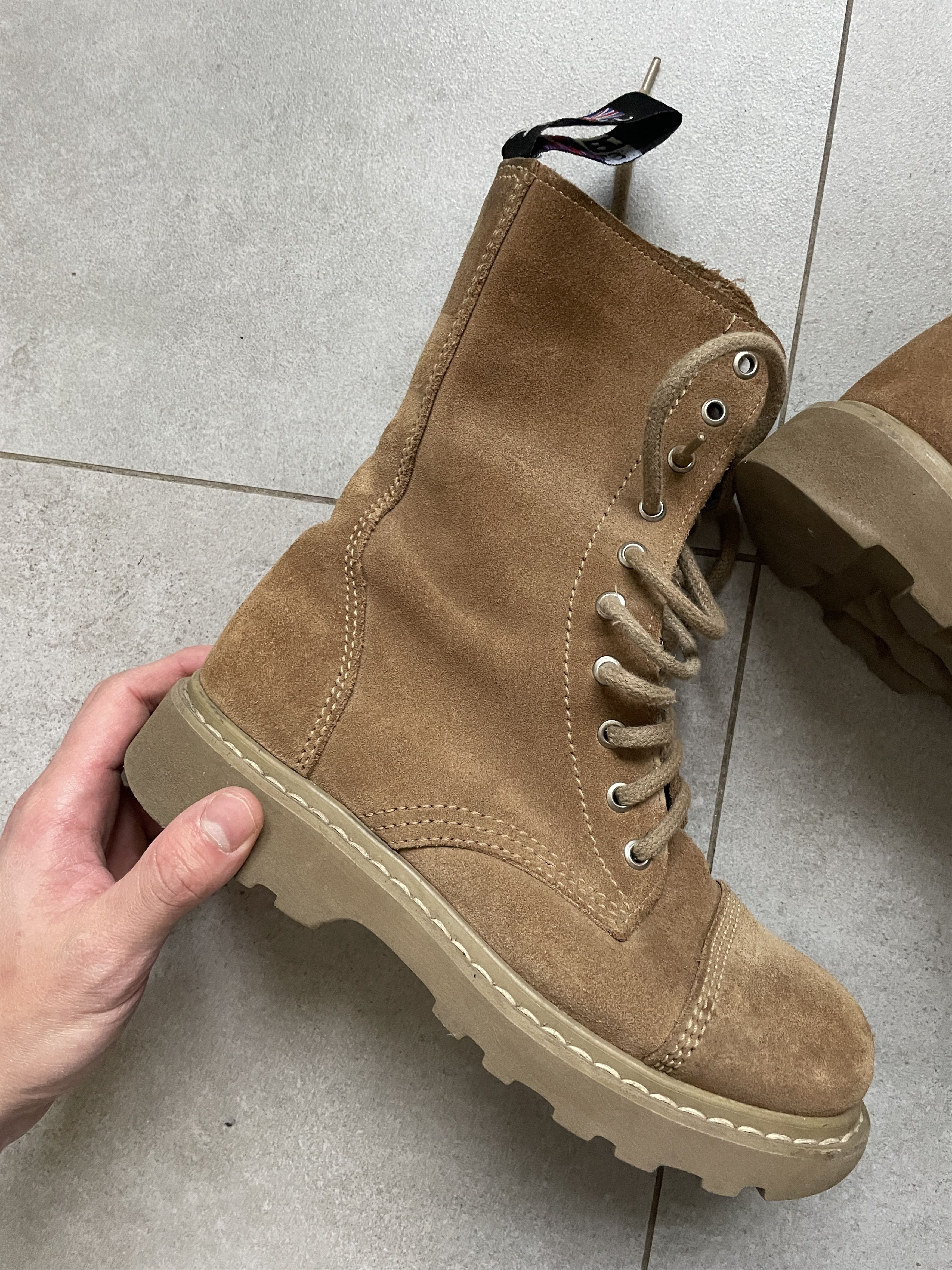 Balenciaga BALENCIAGA STRIKE TYPE BEIGE BROWN COMBAT BOOTS Size US 7 / IT 37 - 9 Thumbnail