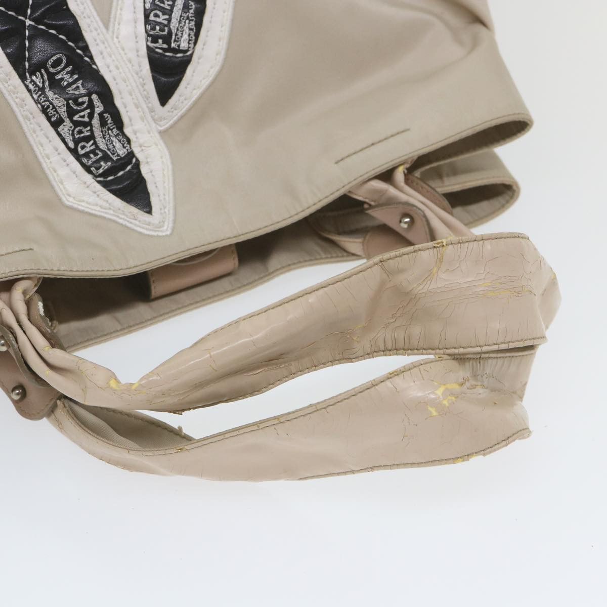 Salvatore Ferragamo Salvatore Ferragamo Shoulder Bag Nylon Patent Leather Beige Size ONE SIZE - 8 Thumbnail
