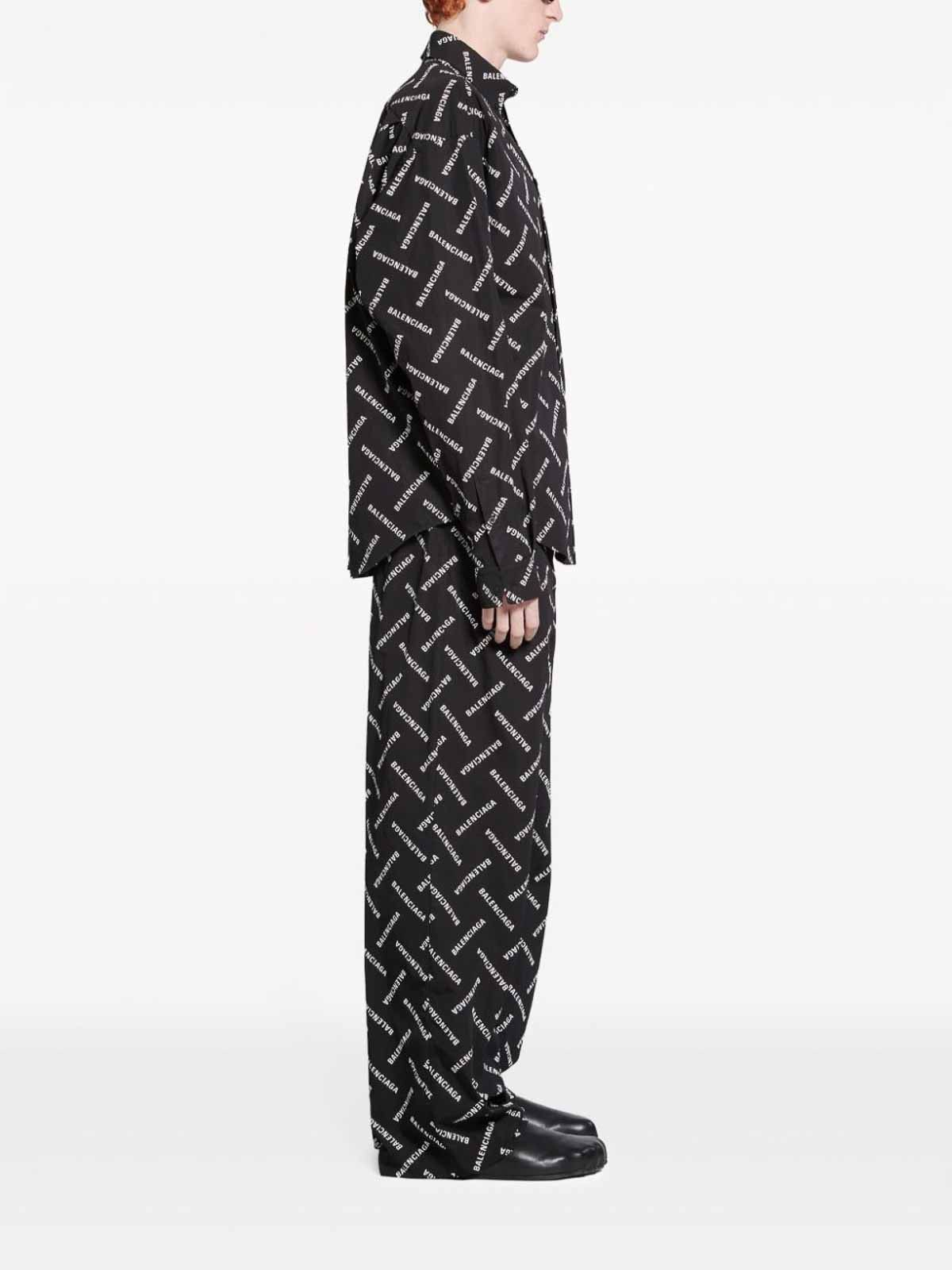 Balenciaga o1s1rm0925 Bal Diagonal Allover Shirt Large Fit Black/White Size US S / EU 44-46 / 1 - 4 Thumbnail