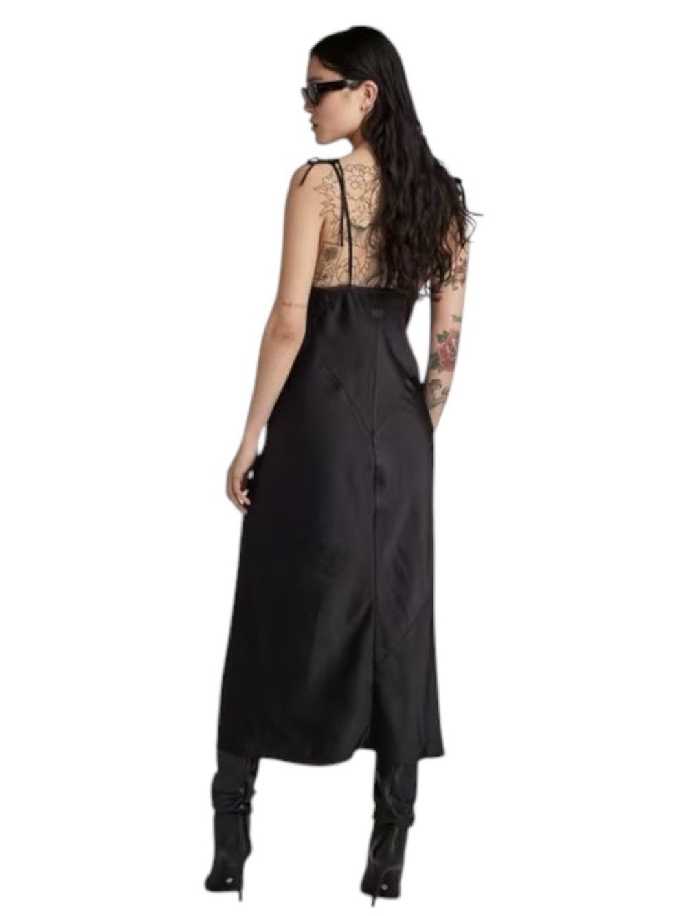 G-Star G-Star RAW Black Satin Slip Dress Midi Slit Adjustable Stra Size S / US 4 / IT 40 - 2 Thumbnail