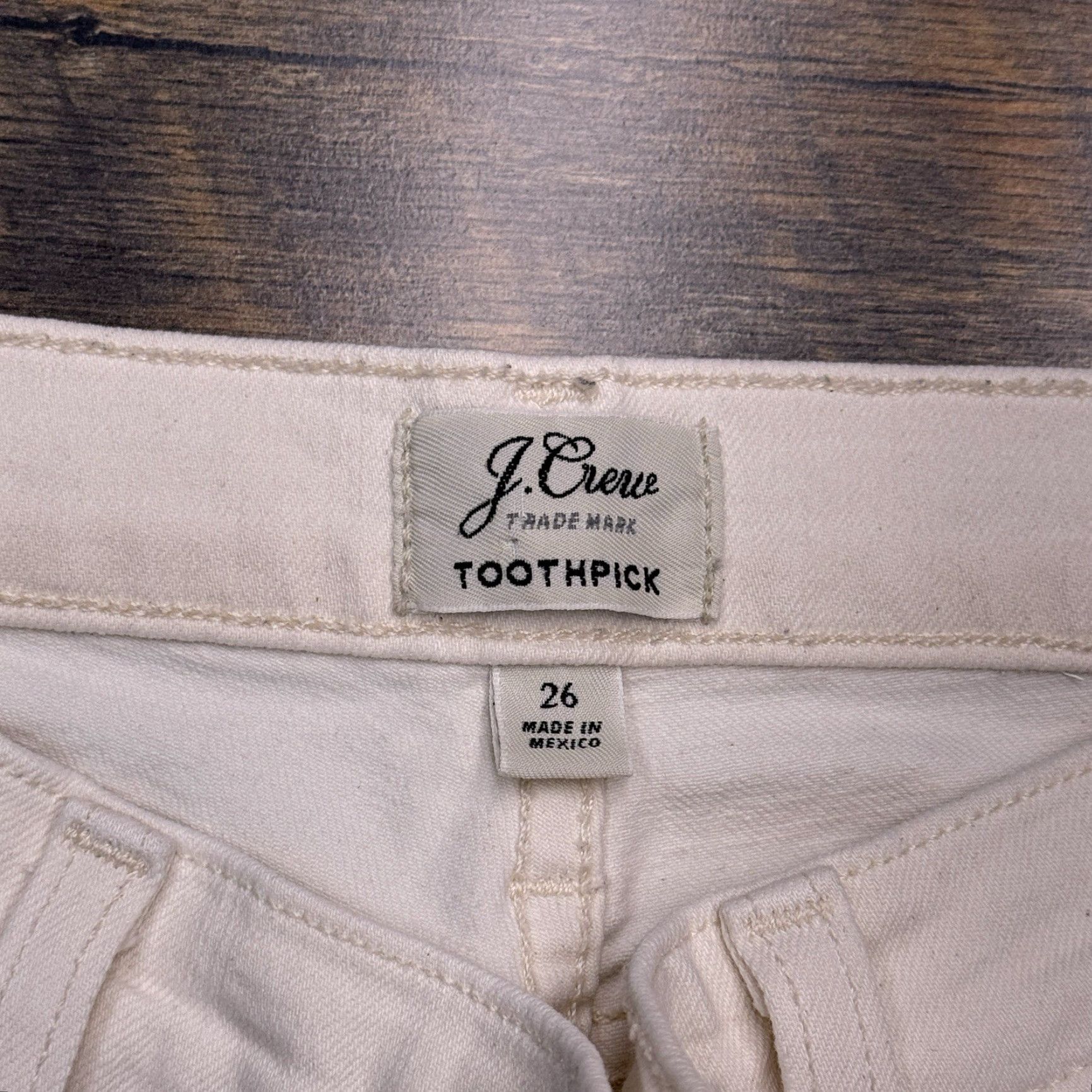 J.Crew J.CREW Toothpick Jeans Womens 26 Ivory Low Rise Stretch Denim Ankle 5-Pocket Modern Regular Size 26" / US 2 / IT 38 - 2 Thumbnail
