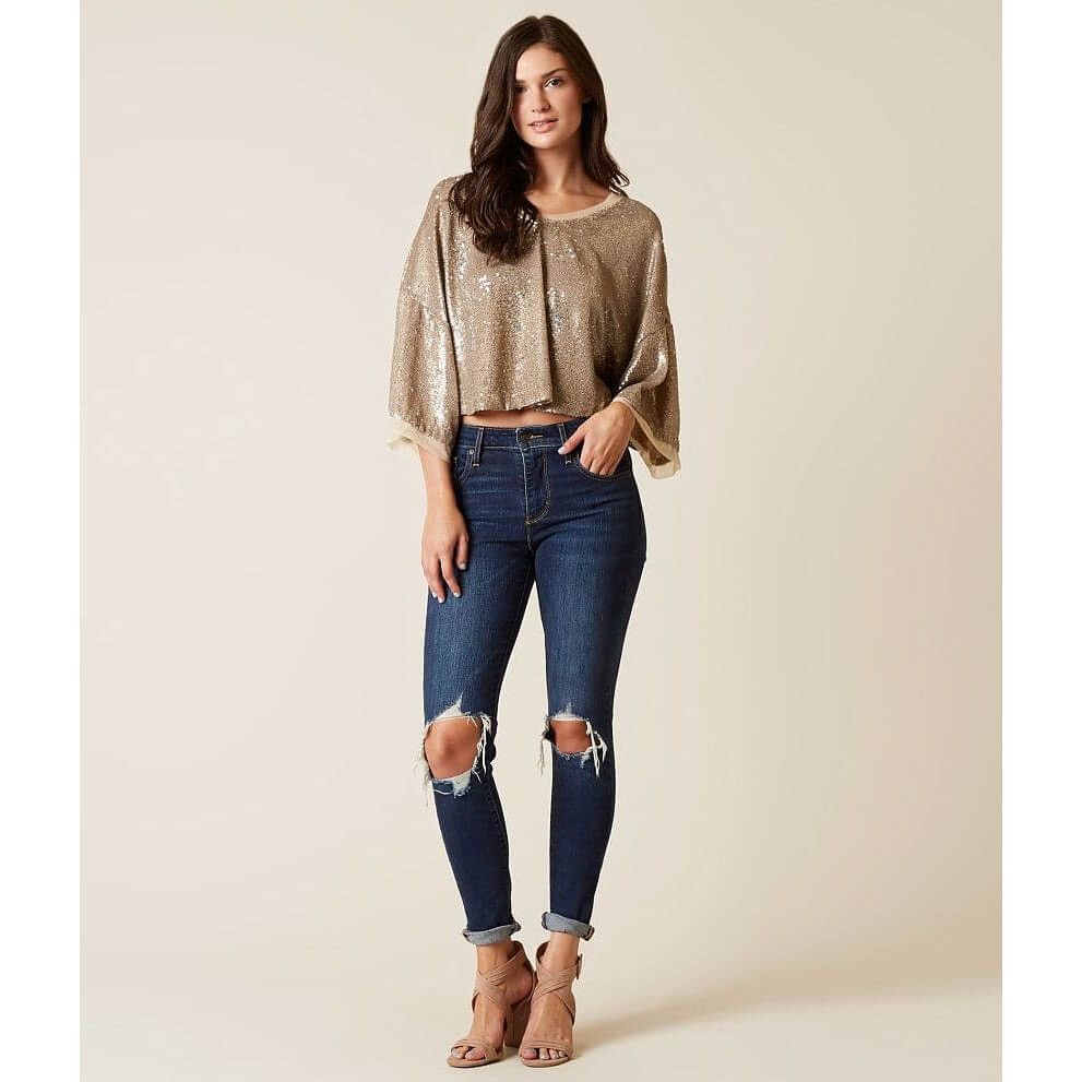 Free People New FREE PEOPLE Champagne Dreams Sequins Glam Tee $128 Sz M Size M / US 6-8 / IT 42-44 - 7 Thumbnail