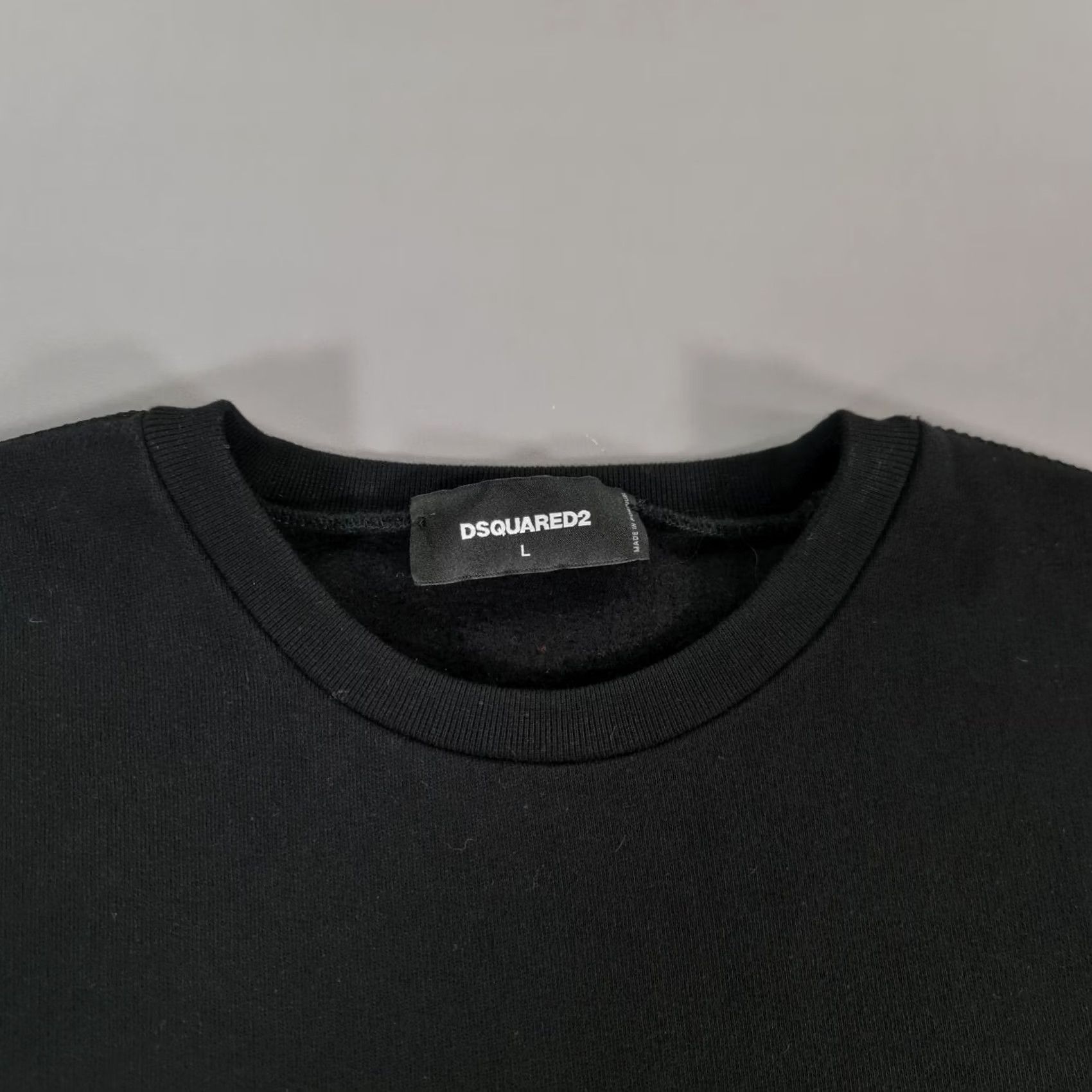 Dsquared2 Dsquared2 Mens Sweatshirt Black Large Tape Logo Crew Pullover Fleece Sweater Size US L / EU 52-54 / 3 - 3 Thumbnail