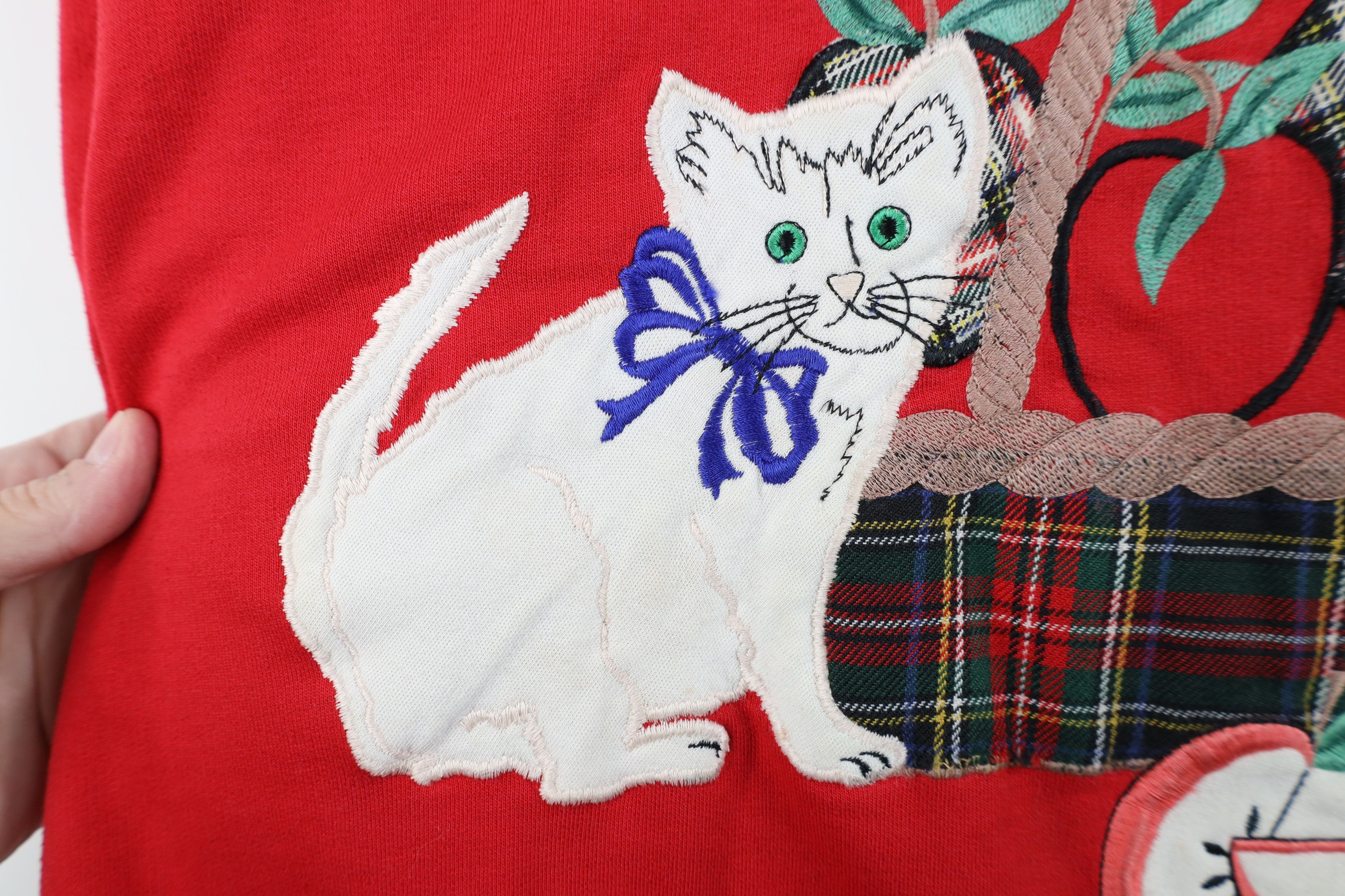 Vintage Vintage 90s Country Cat Kitten Collared Pullover Sweatshirt Size L / US 10 / IT 46 - 5 Thumbnail