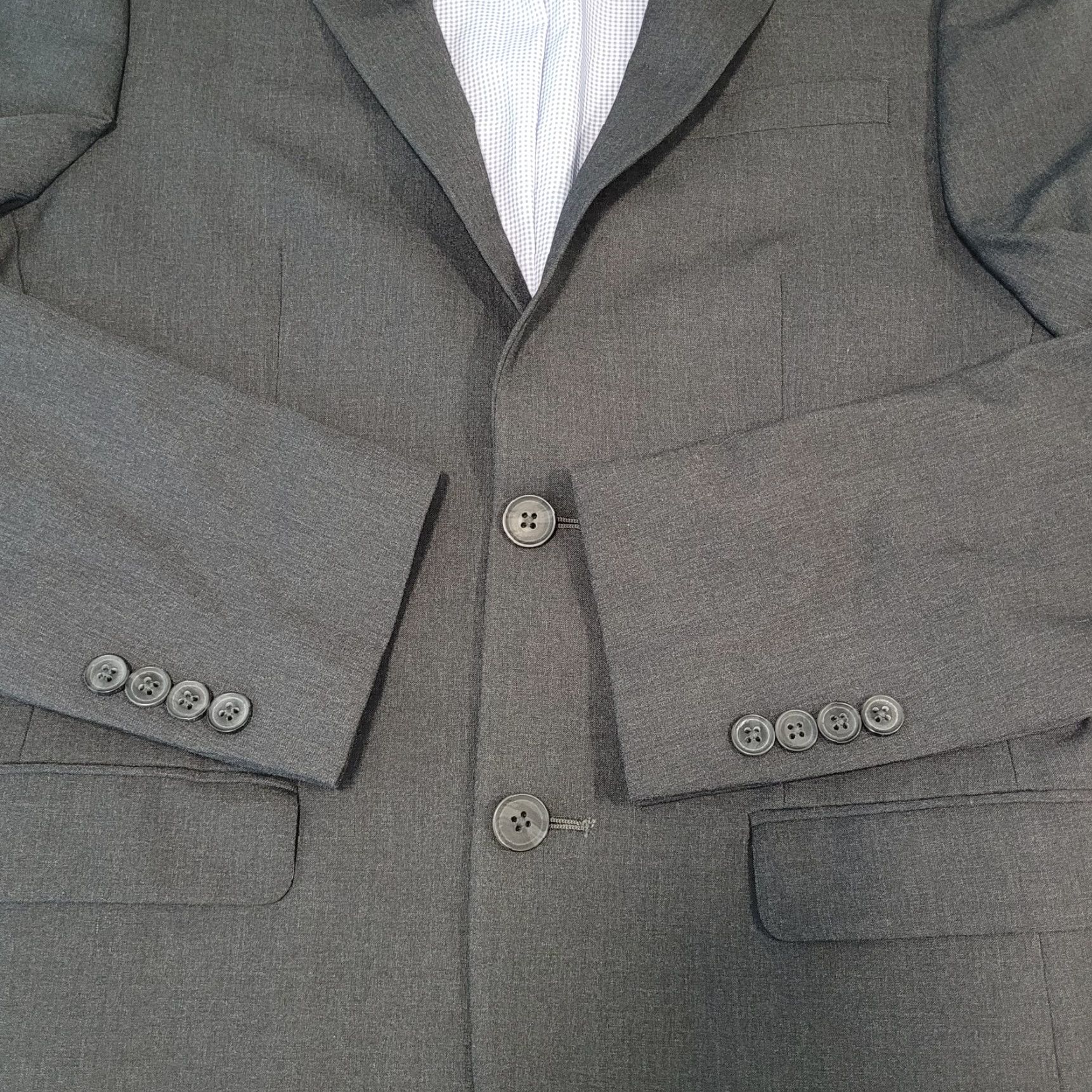 Egara Egara Grey Skinny Fit Stretch 2 Button Double Vented Notch Blazer 36R Size 36R - 7 Thumbnail