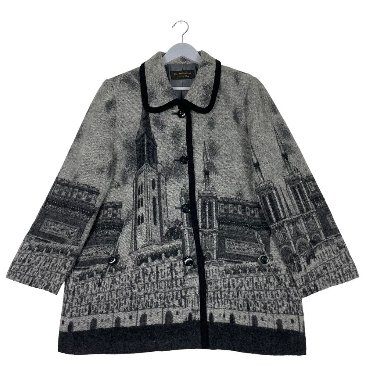 💥80s ART PRINTED BUTTON WARM JACKET
