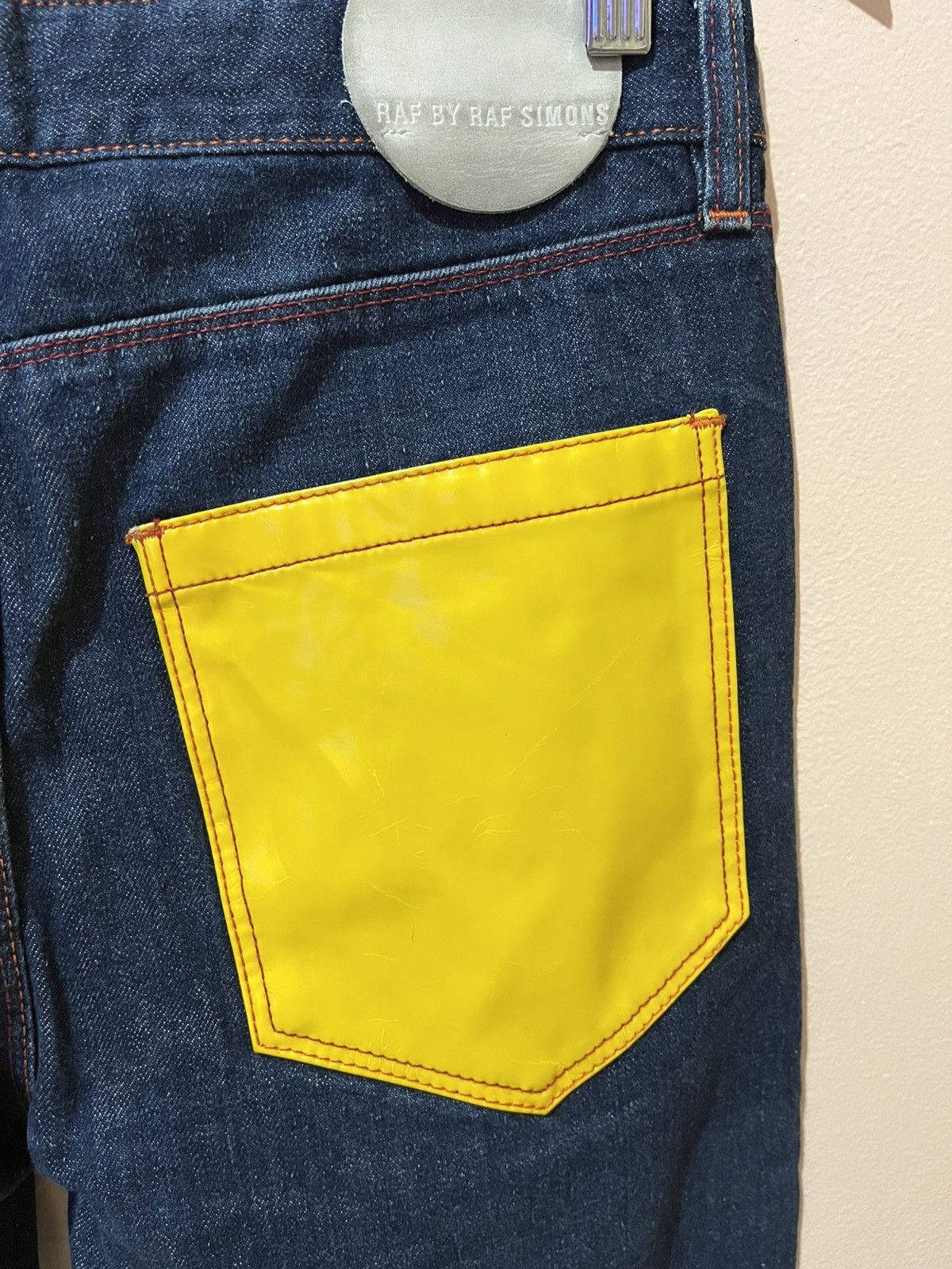 Raf by Raf Simons Raf By Raf Simons - Yellow Patent Back Pockets - Jeans Size US 30 / EU 46 - 13 Thumbnail