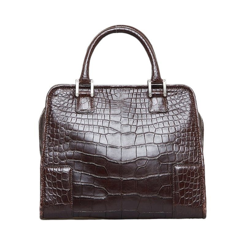 image of Loewe Embossed Leather Handbag in Brown, Women's