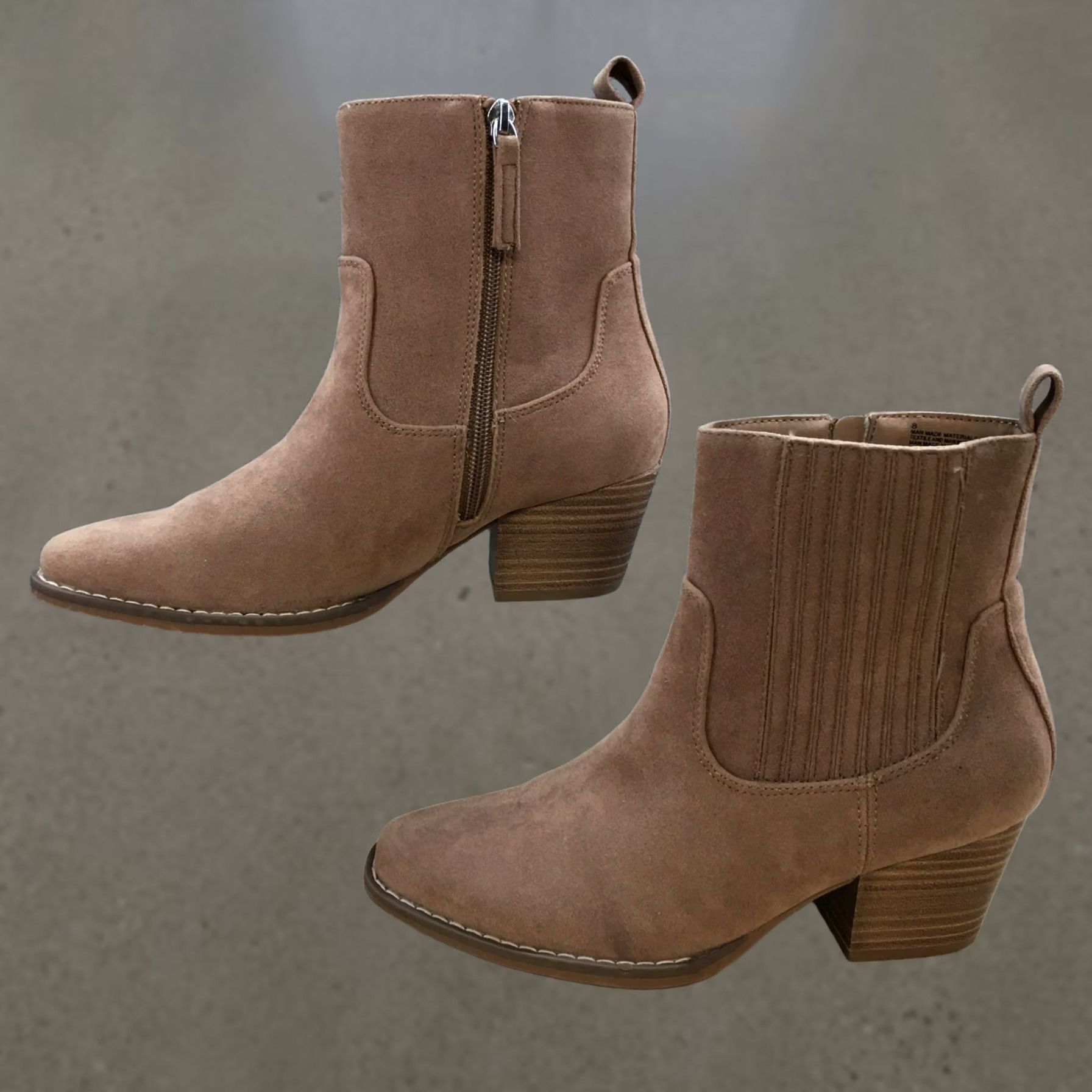 Vintage Universal Thread Boots Womens 8 Solita Ankle Bootie Brown Faux Leather Zip Block Boots Size US 8 / IT 38 - 1 Thumbnail